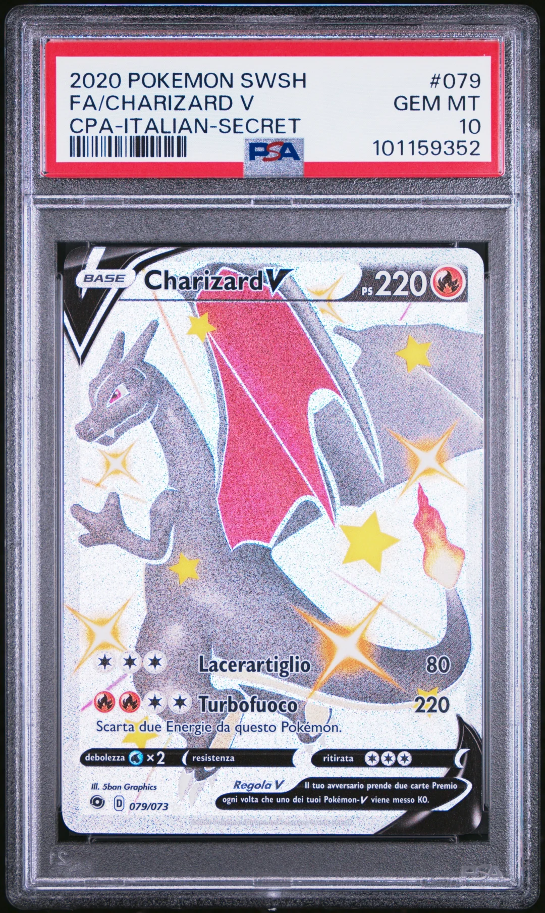 Charizard V PSA 10 079 Secret Rare Champion's Path Italian