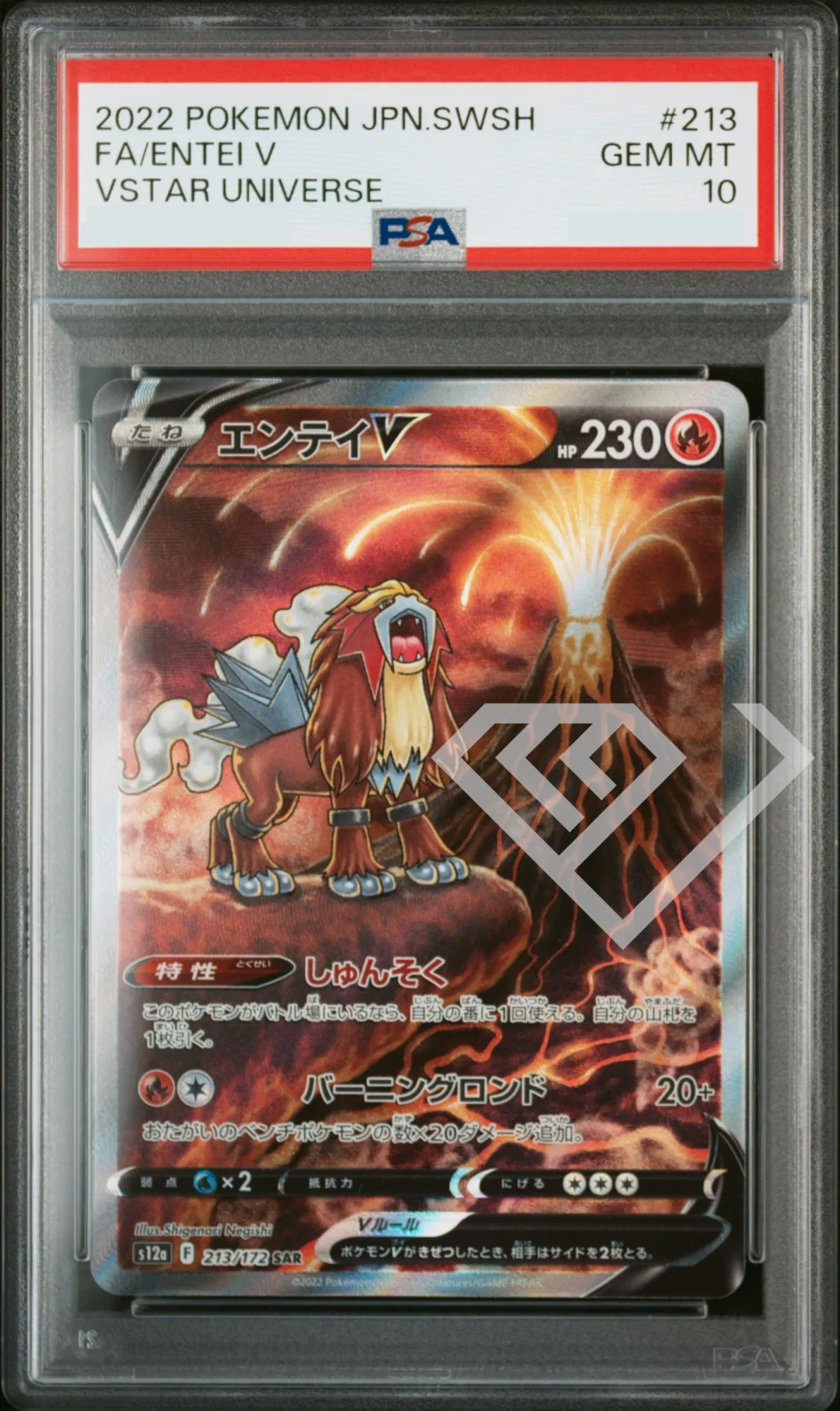 Entei V 213/172 Secret Art Rare - PSA 10 S12a VStar Universe Japanese