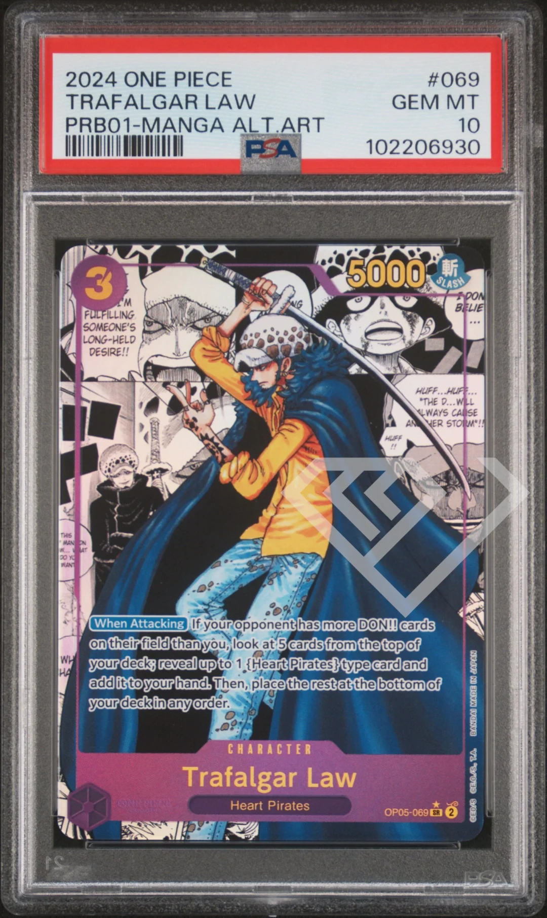 Trafalgar Law OP05-069 Manga Alternate Art - PSA 10 God Pack PRB01 English
