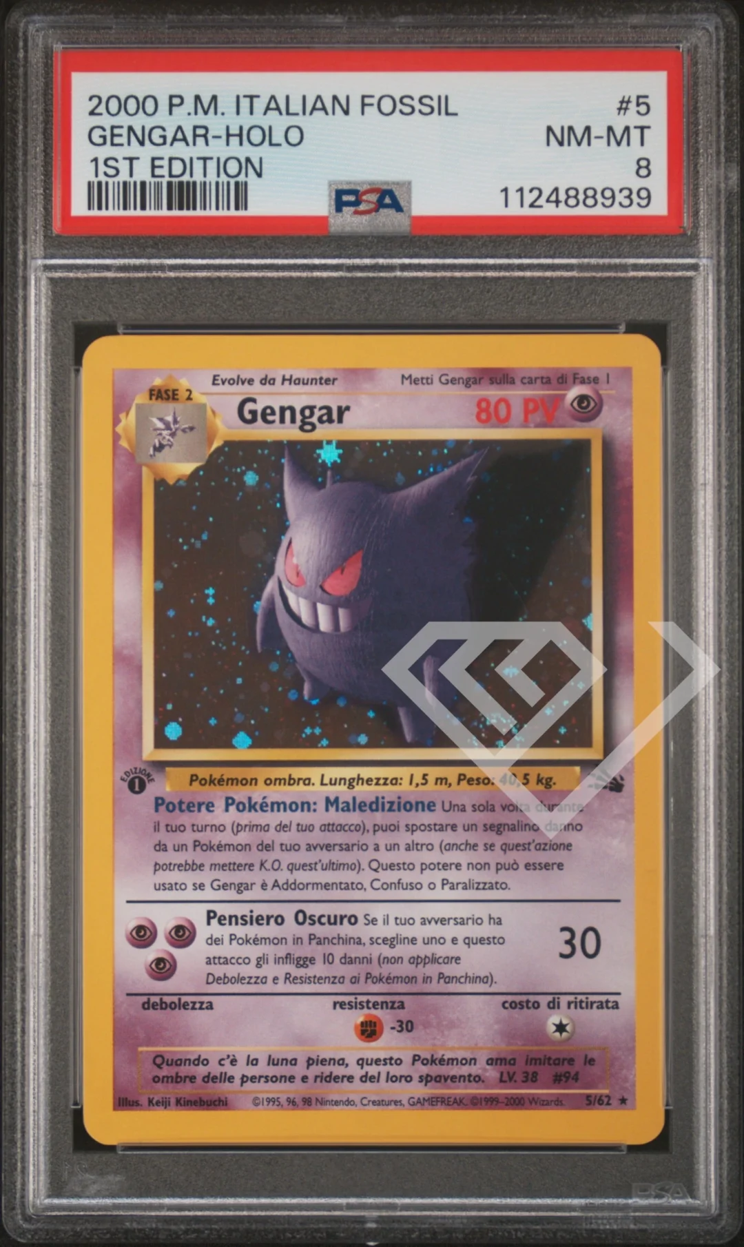 Gengar-5-62-holo-psa-8-fossil-1st-edition-italian-front
