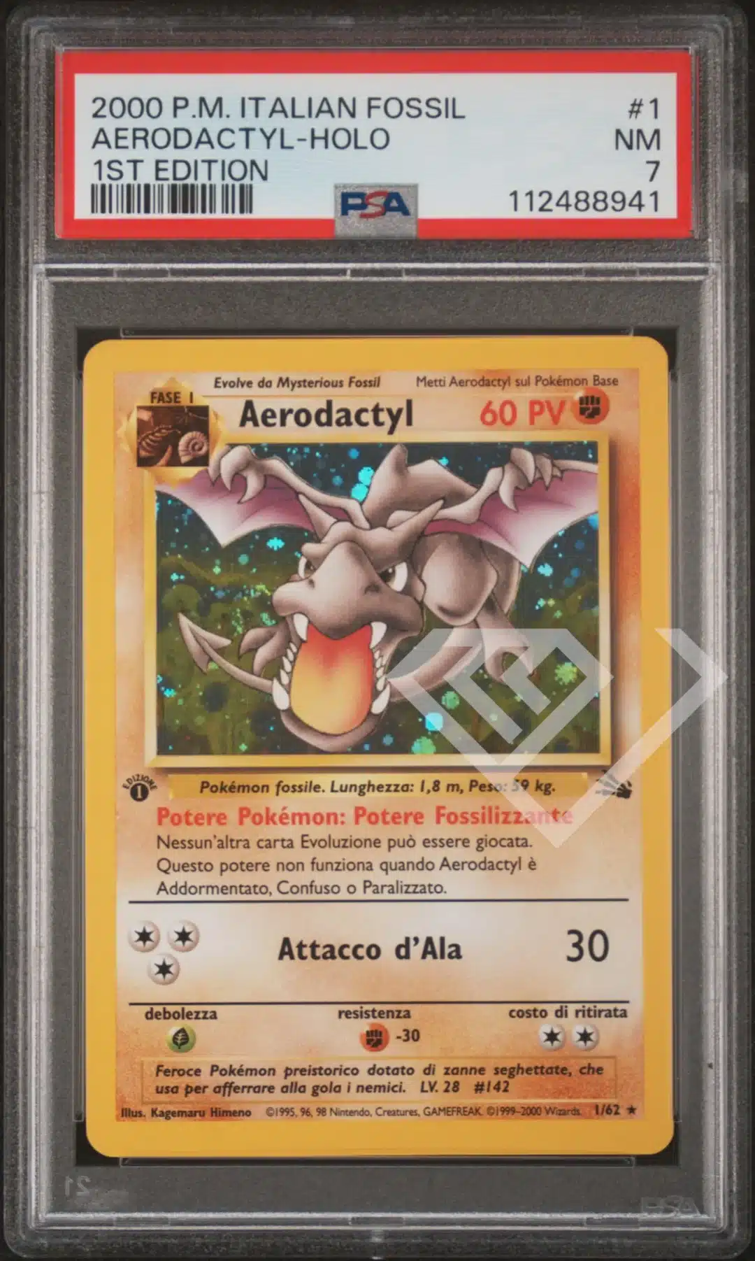 aerodactyl-1-62-holo-psa-7-fossil-1st-edition-italian-front