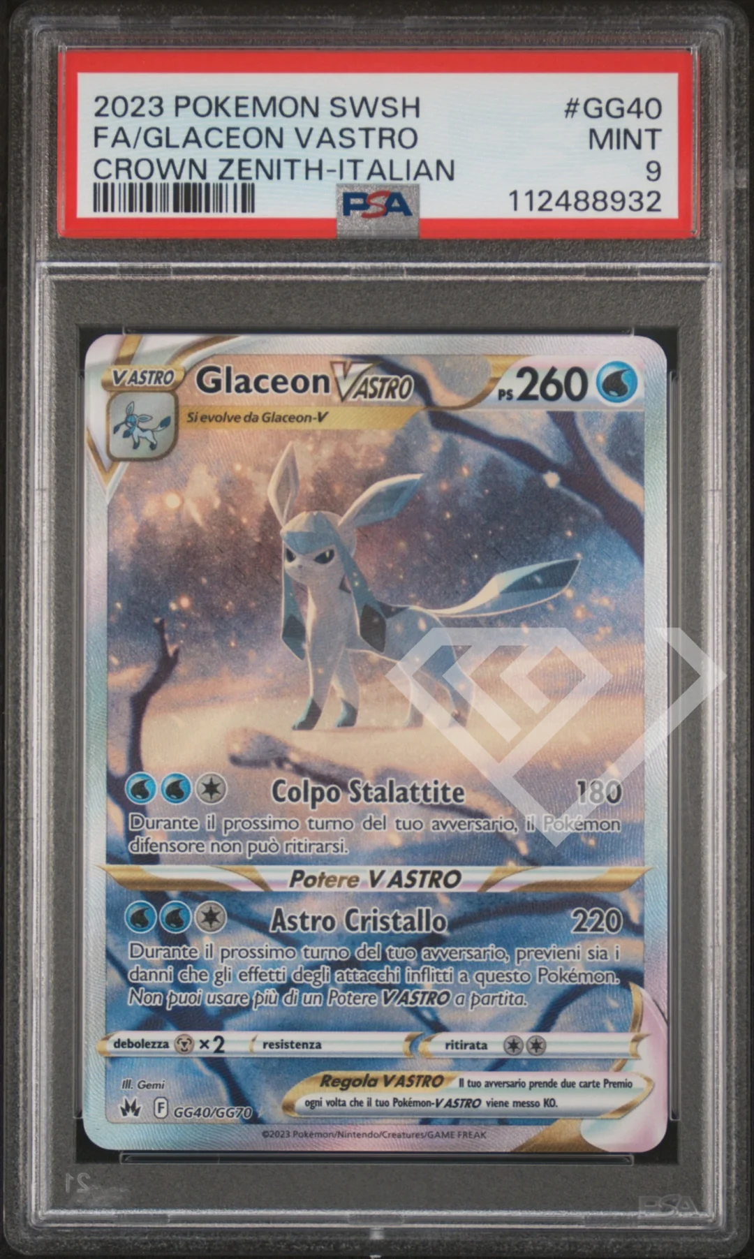 glaceon-vastro-gg40-gg70-galarian-gallery-psa-9-crown-zenith-italian