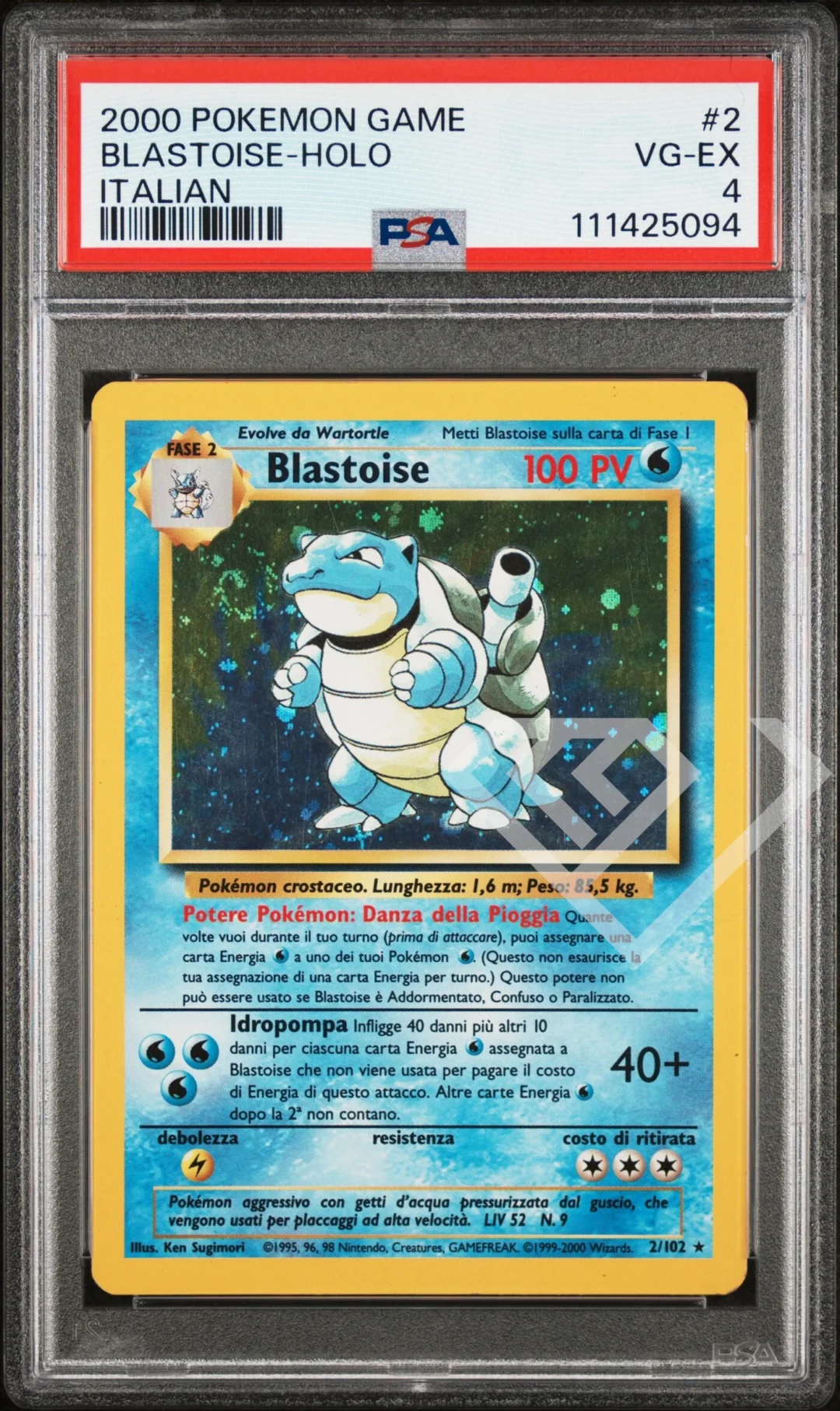 Blastoise 2/102 Holo - PSA 4 Base Set Italian