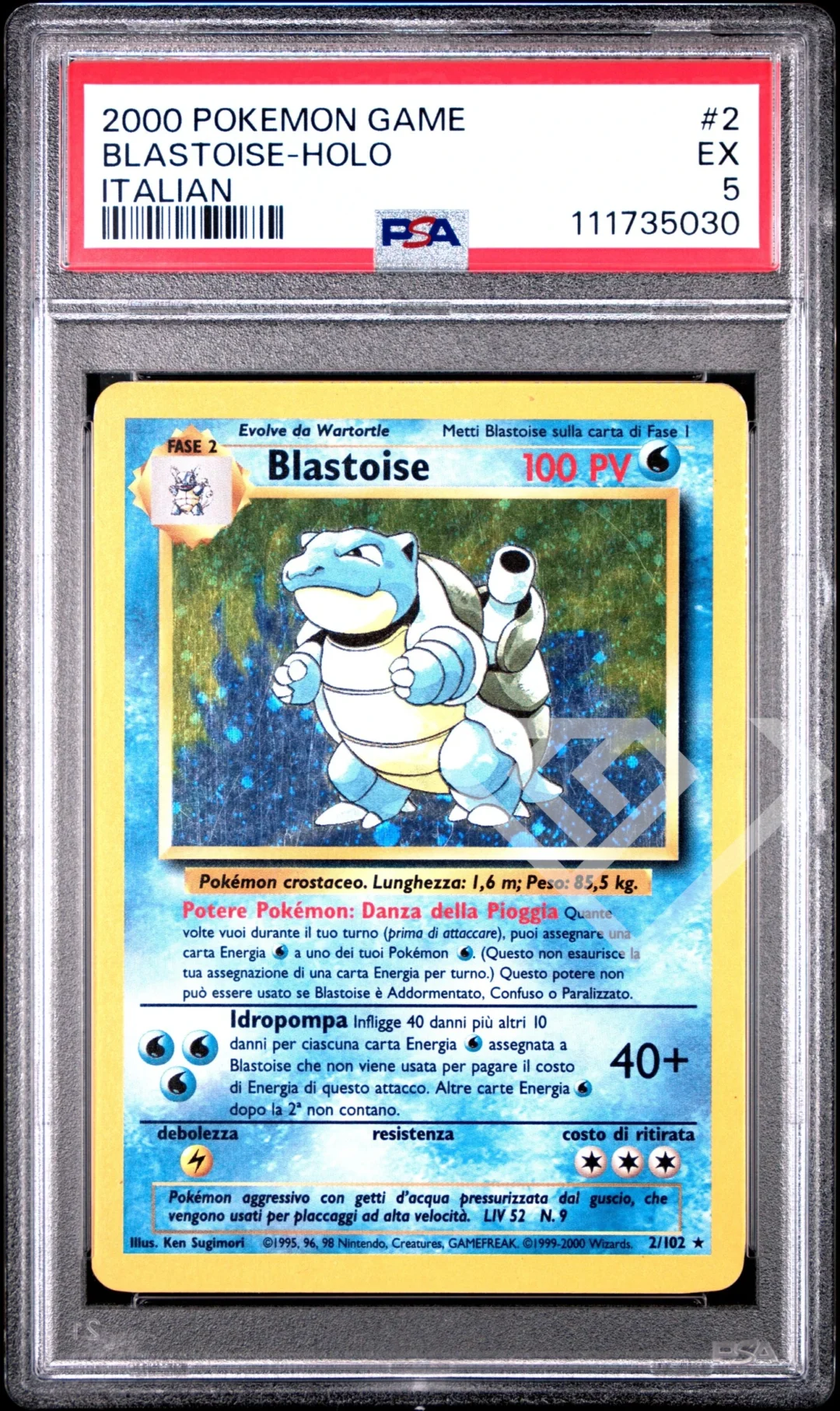 Blastoise 2/102 Holo - PSA 5 Base Set Italian