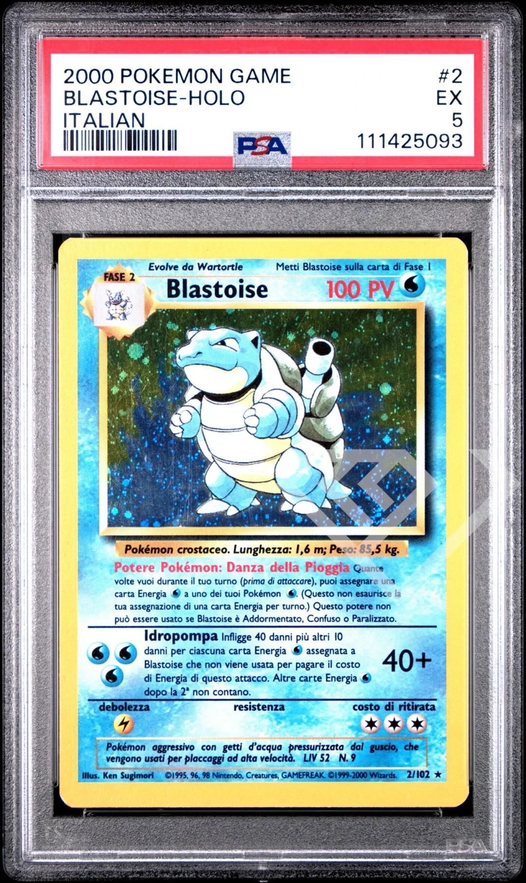 Blastoise 2/102 Holo - PSA 5 Base Set Italian