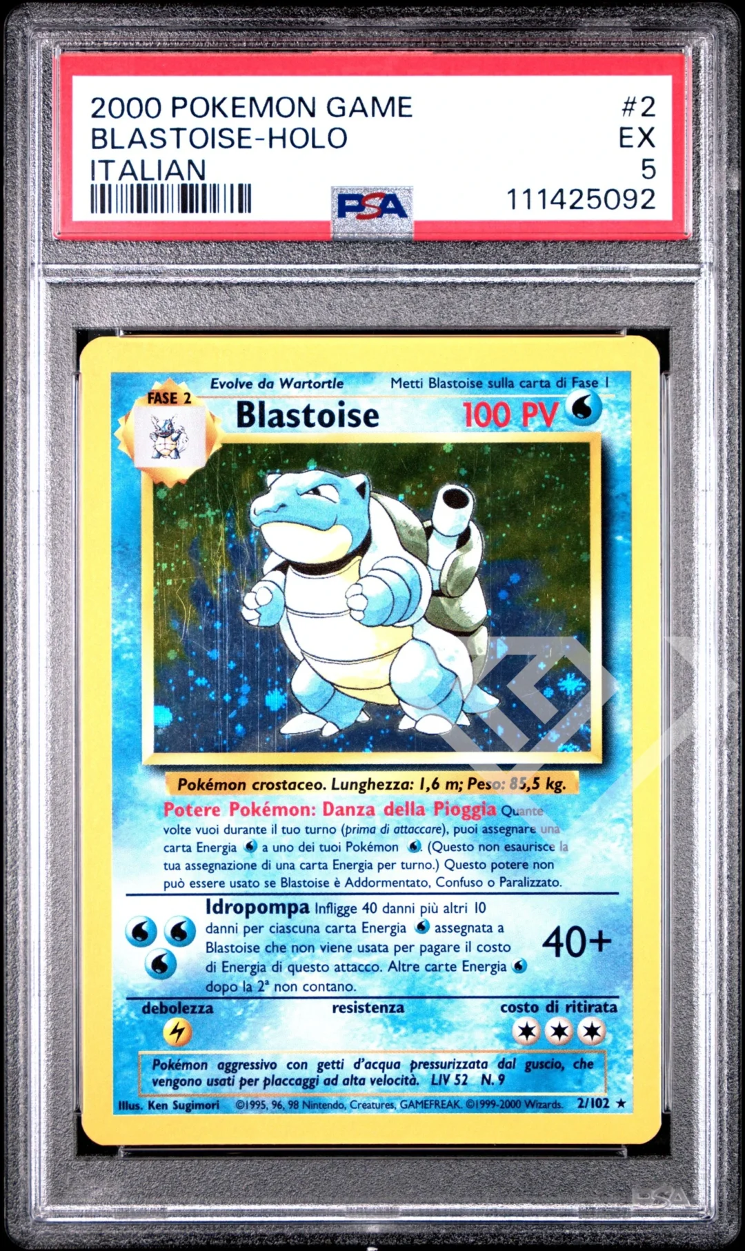 Blastoise 2/102 Holo - PSA 5 Base Set Italian
