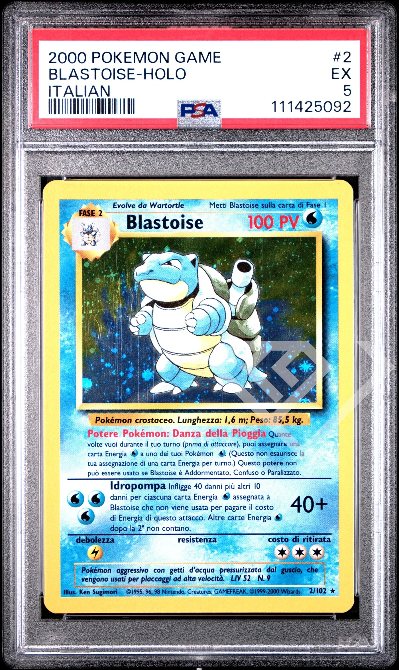 Blastoise 2/102 holo - psa 5 base set italian - grading supplies italia - official site Blastoise 2/102 holo - psa 5 base set italian