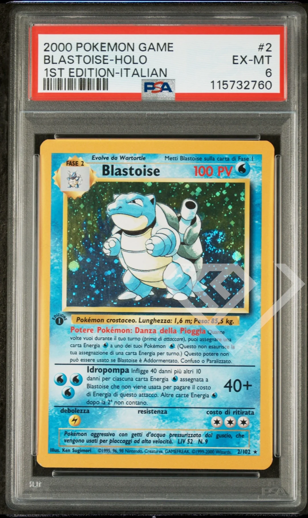 Blastoise 2/102 Holo - PSA 6 Base Set 1st Edition Italian