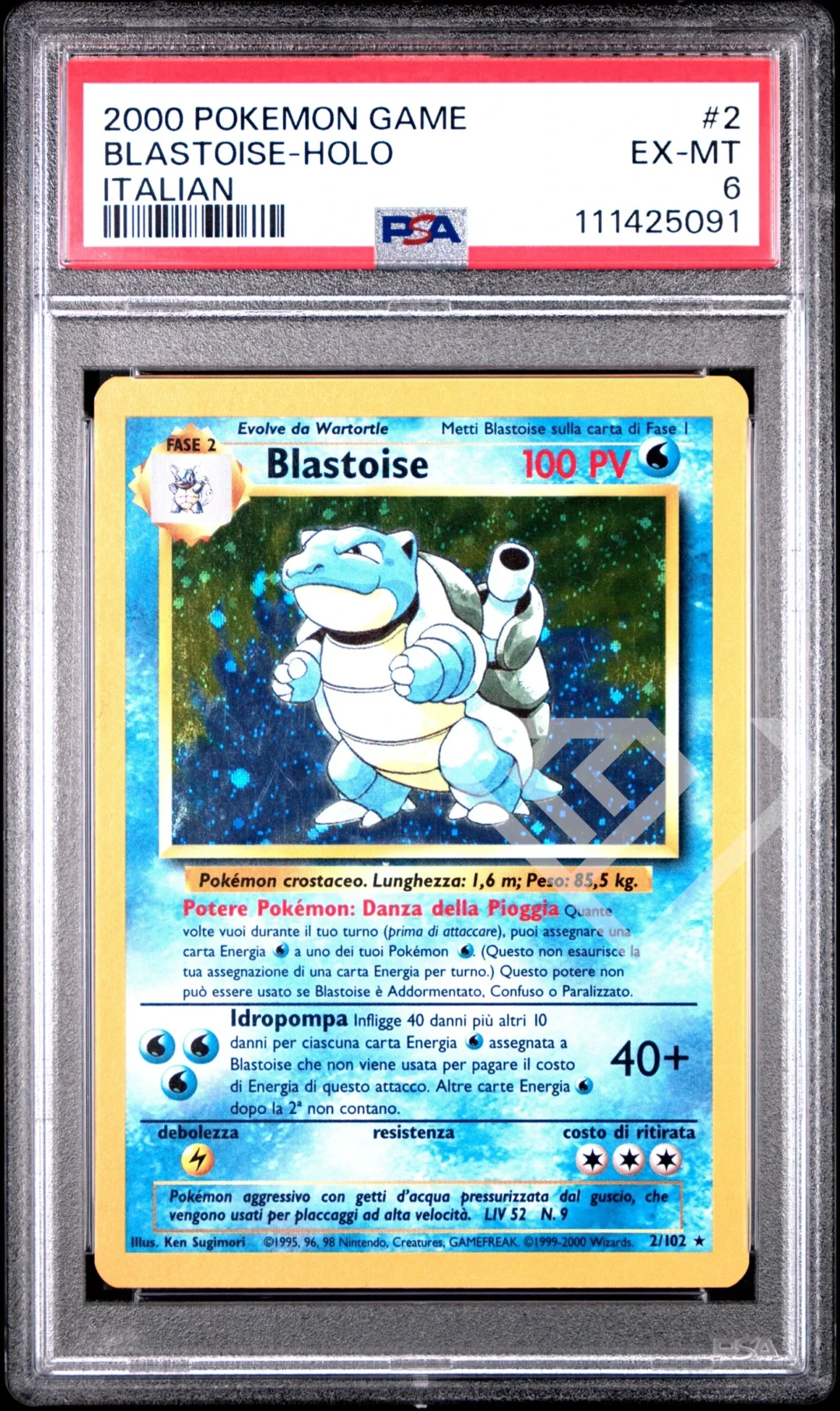Blastoise 2/102 Holo - PSA 6 Base Set Italian