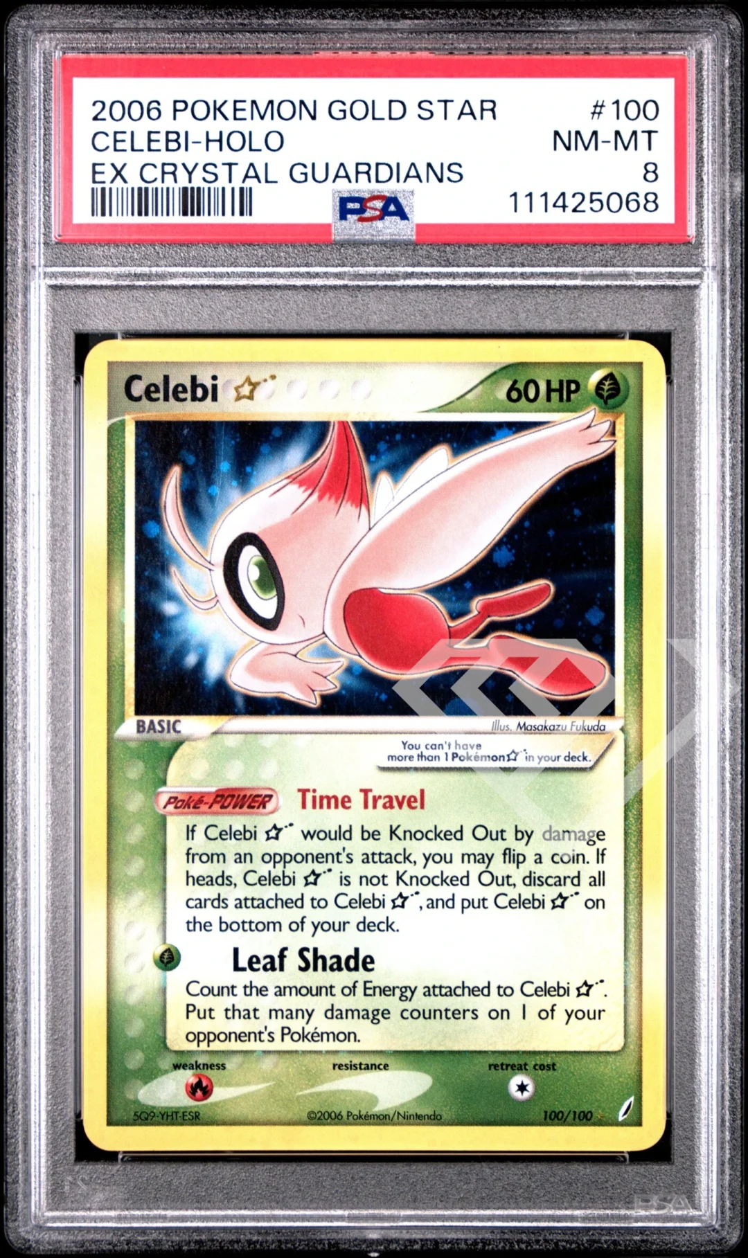 Celebi gold star 100/100 holo - psa 8 ex crystal guardians english
