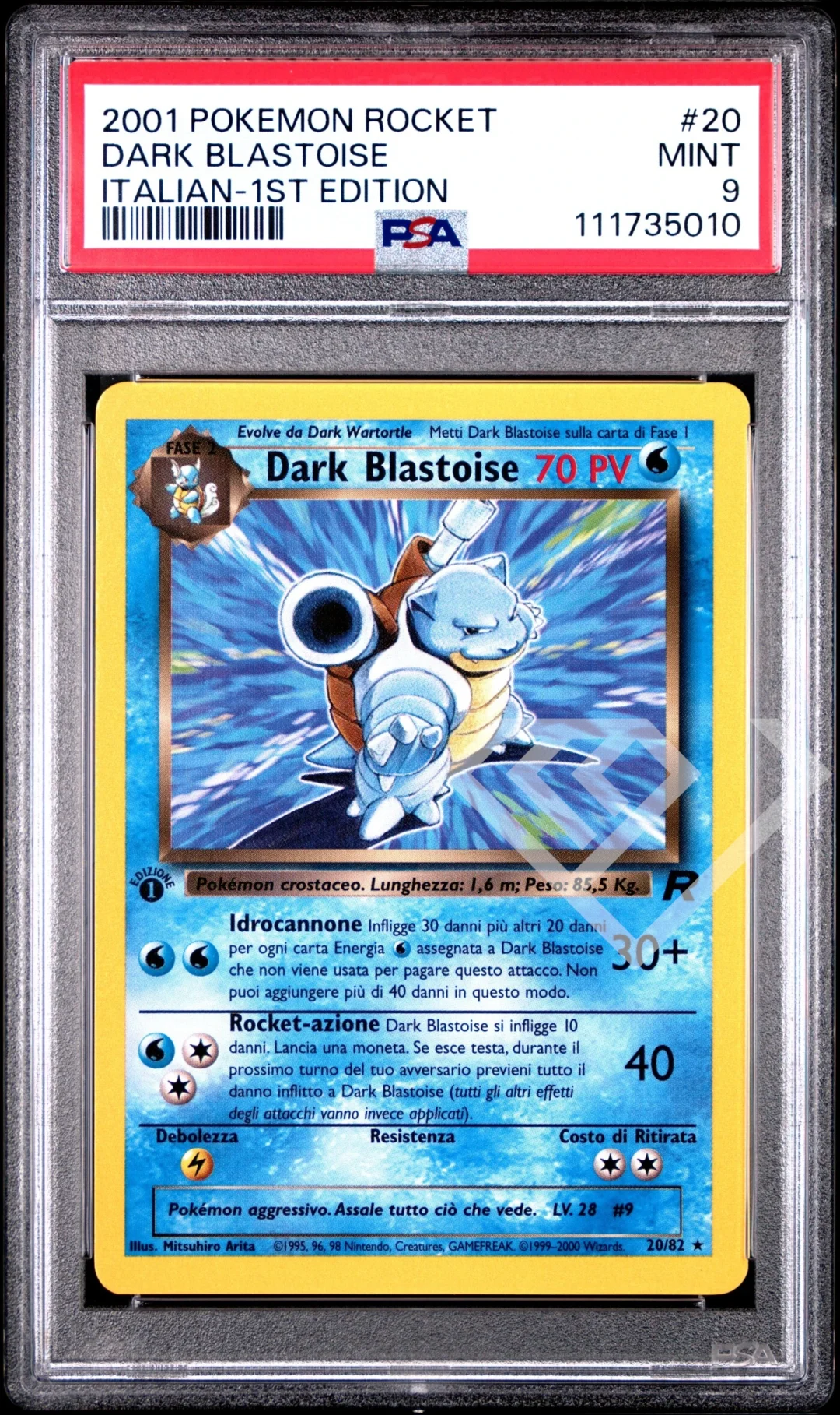 Dark Blastoise 20/82 - PSA 9 Team Rocket 1st Edition Italian