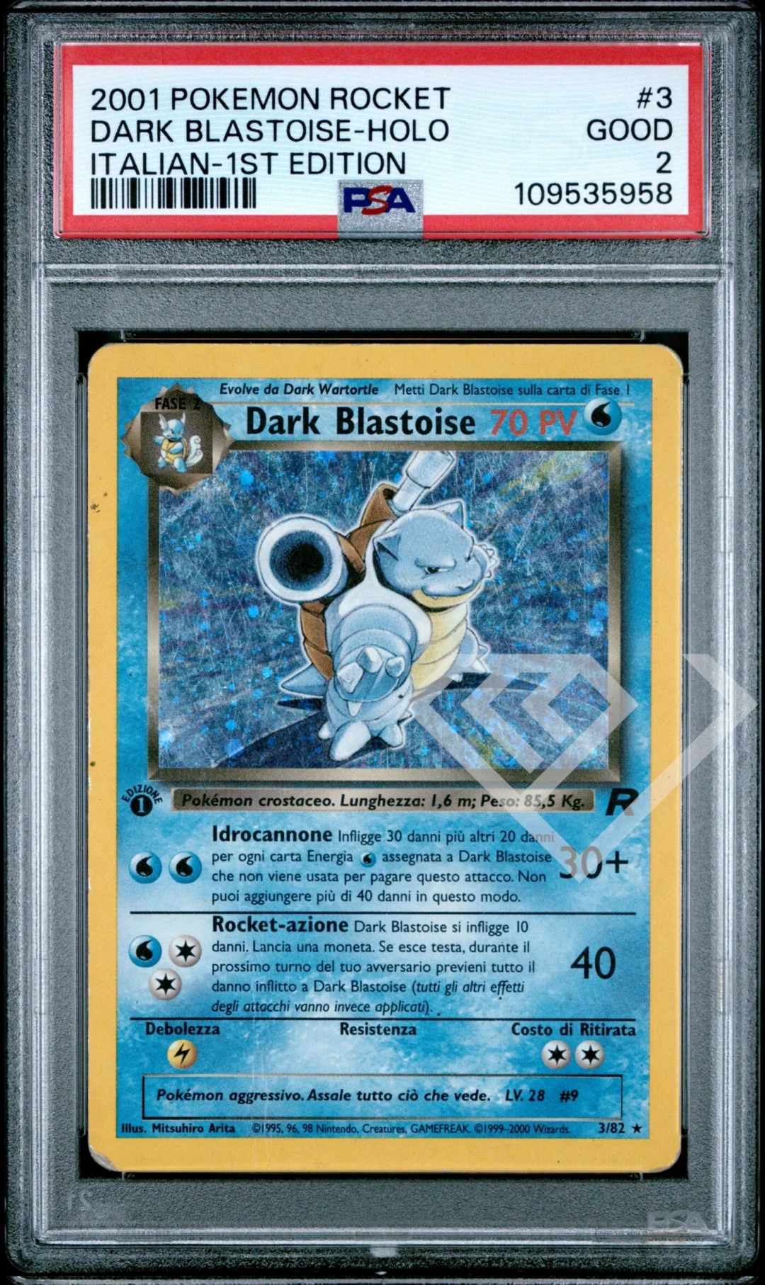 Dark Blastoise 3/82 - PSA 2 Team Rocket 1st Edition Italian