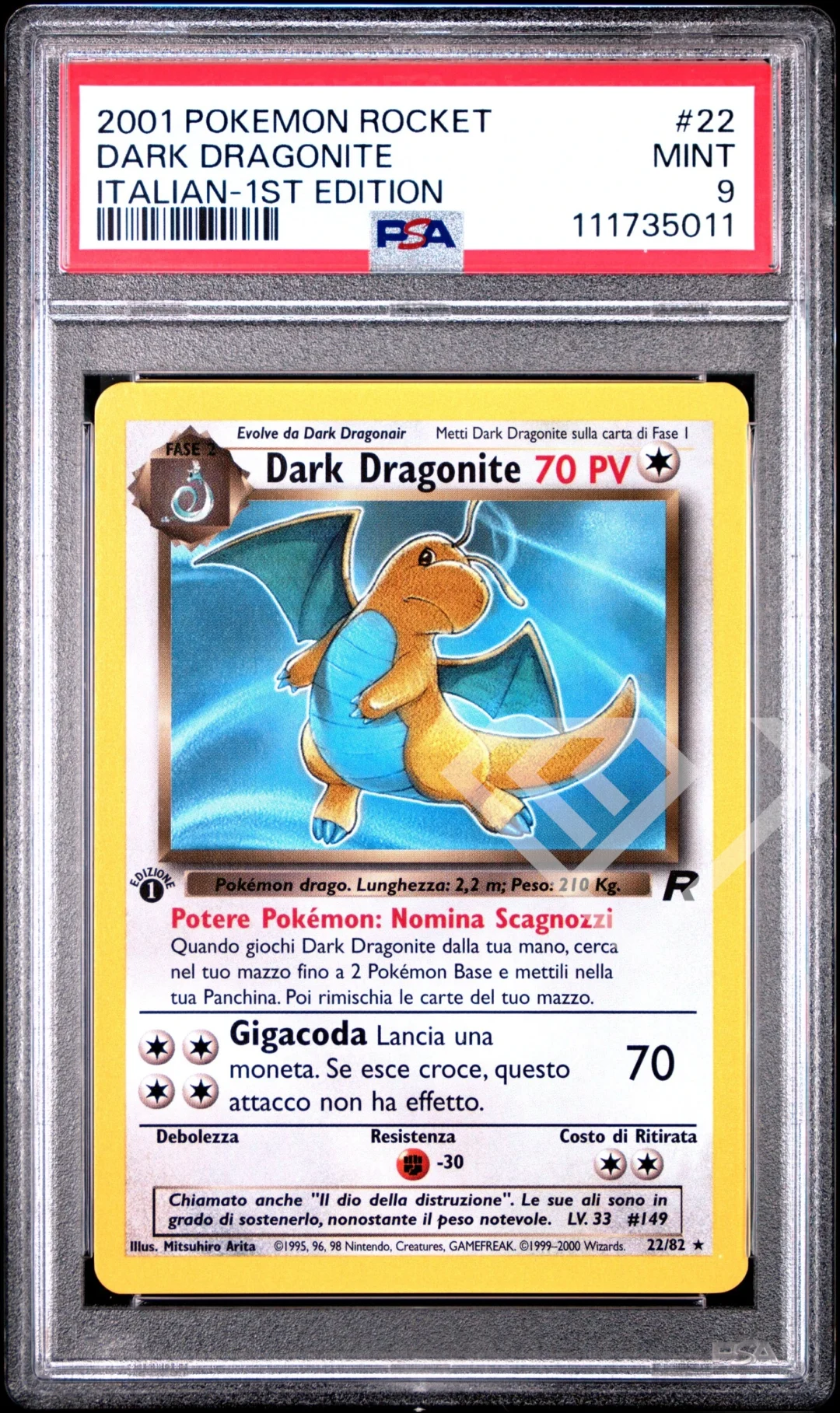 Dark Dragonite 22/82 - PSA 9 Team Rocket 1st Edition Italian