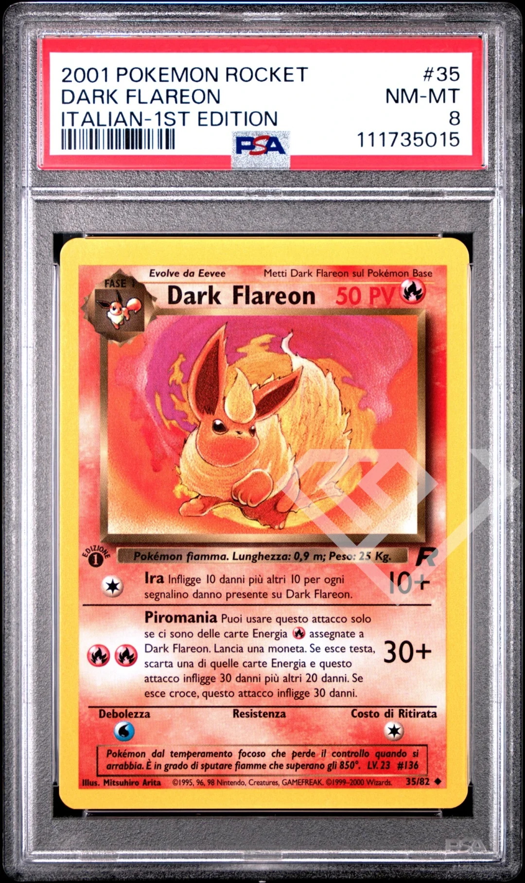 Dark Flareon 34/82 - PSA 8 Team Rocket 1st Edition Italian