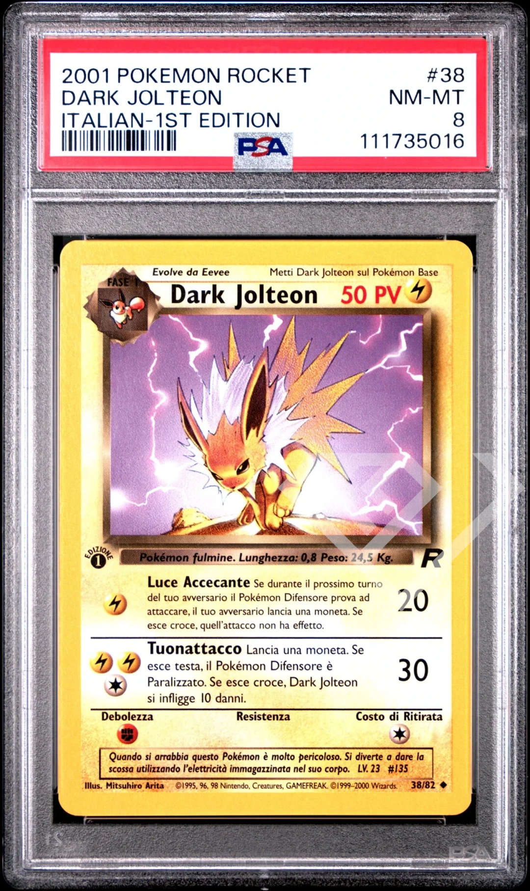 Dark Jolteon 35/82 - PSA 8 Team Rocket 1st Edition Italian
