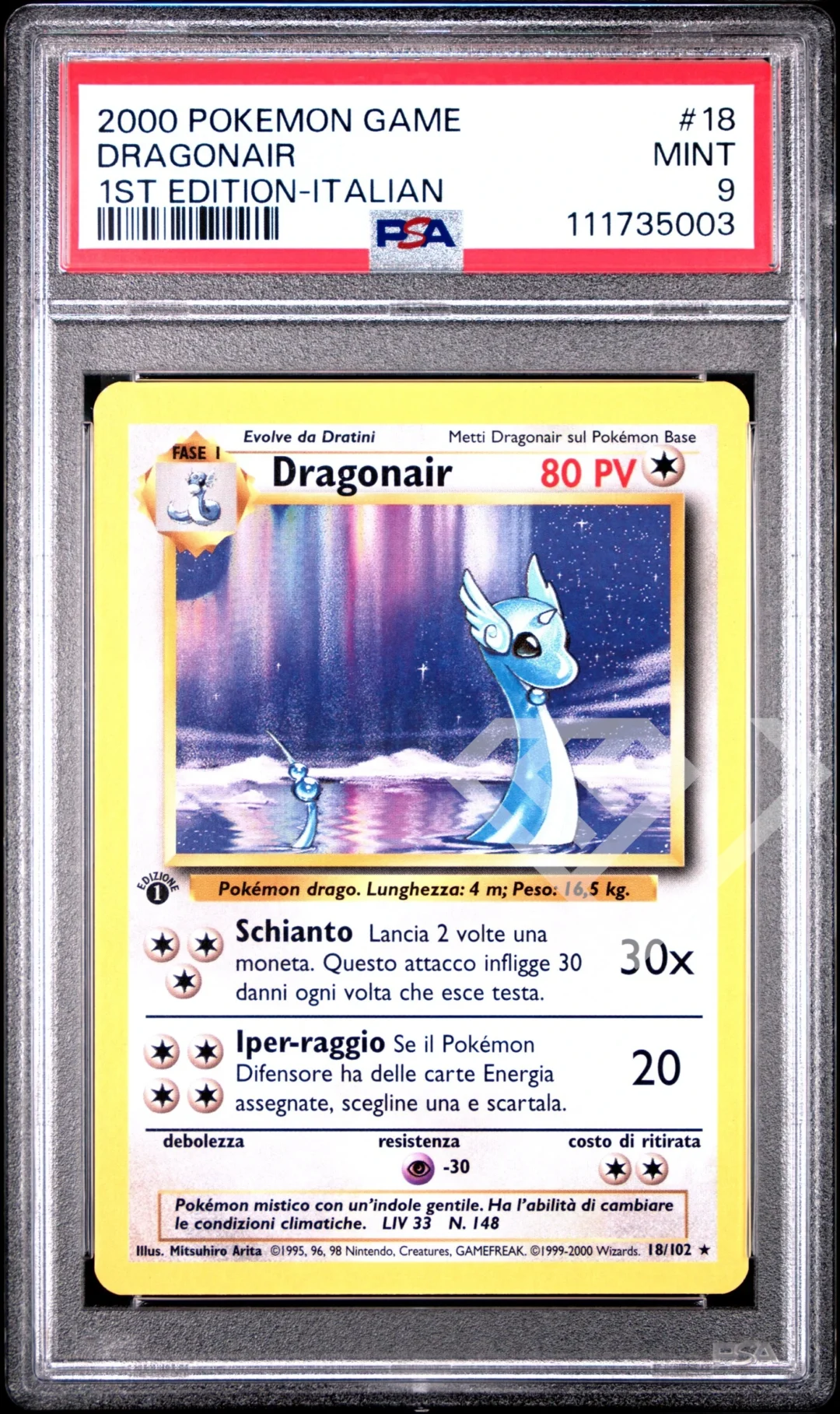 Dragonair 18/102 - PSA 9 Base Set 1st Edition Italian