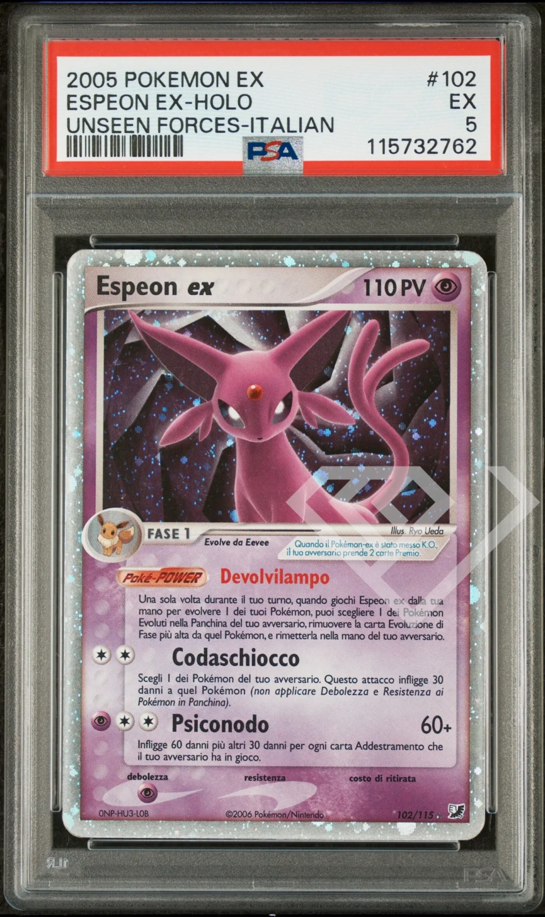 Espeon ex 102/115 Holo - PSA 5 Unseen Forces Italian