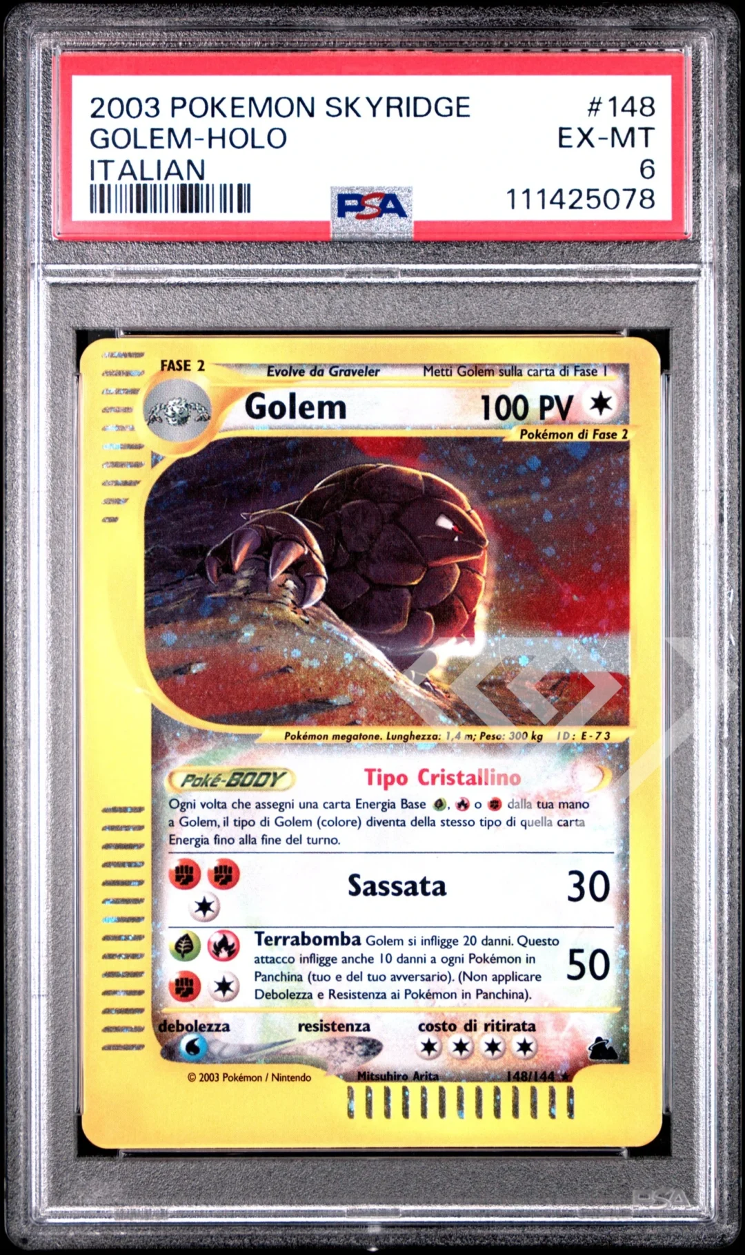 Golem Crystal 148/144 Holo - PSA 6 Skyridge Italian