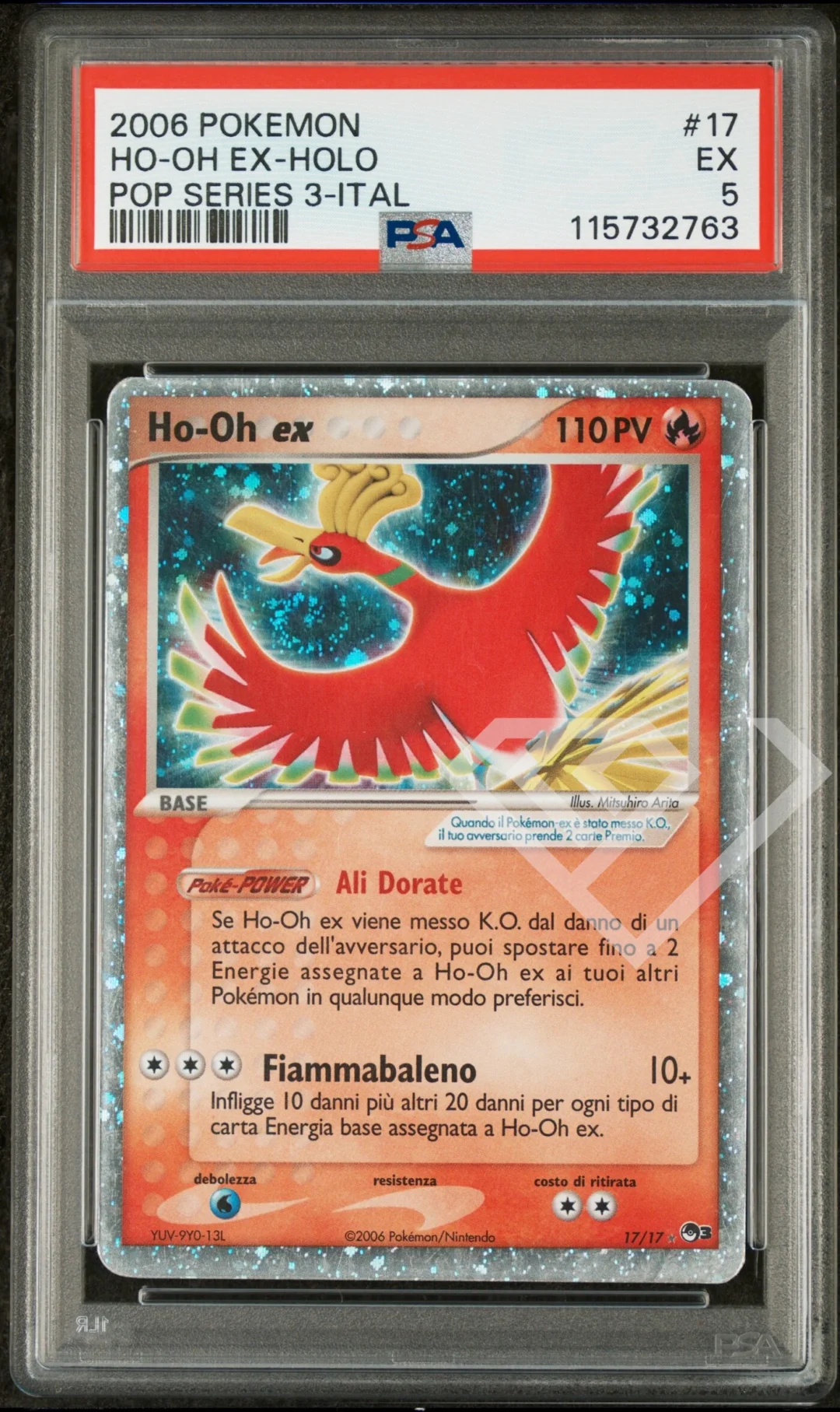 Ho-Oh ex 17/17 Holo - PSA 5 Pop Series 3 Italian