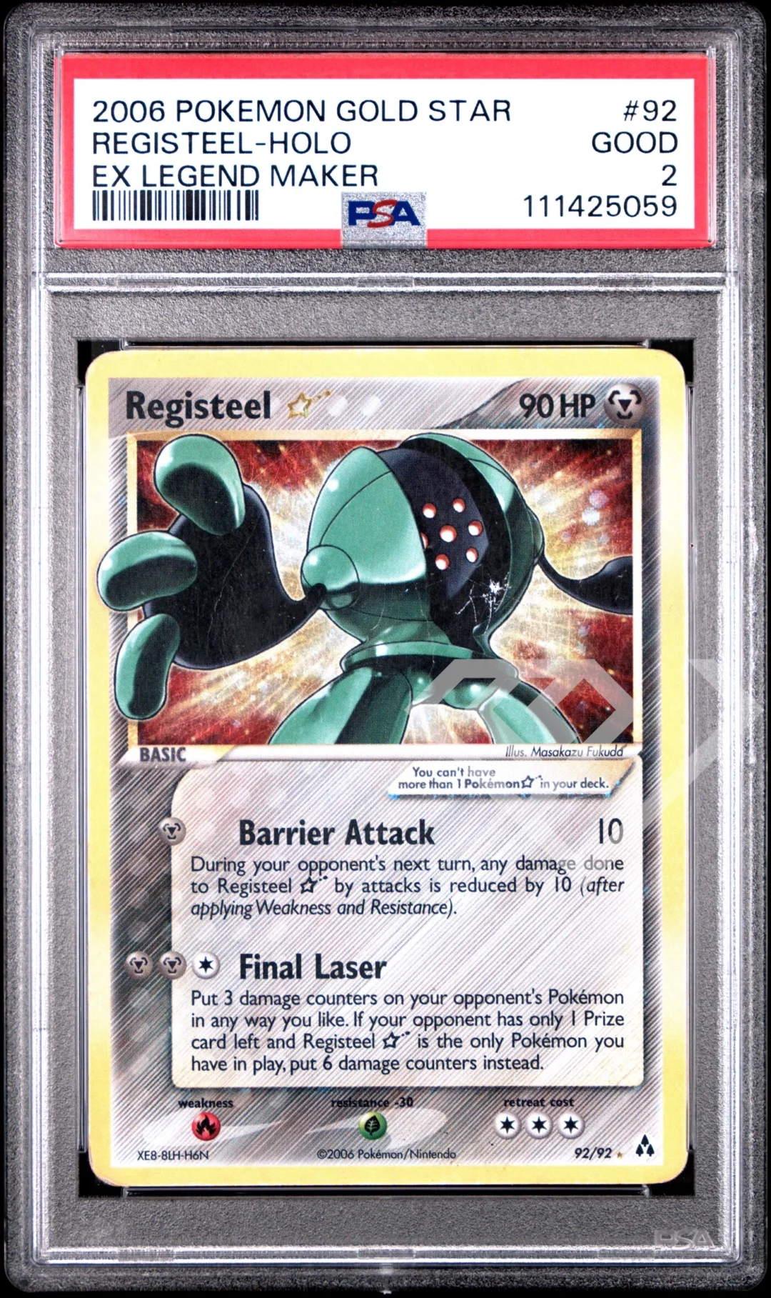 Registeel Gold Star 92/92 Holo - PSA 2 EX Legend Maker English