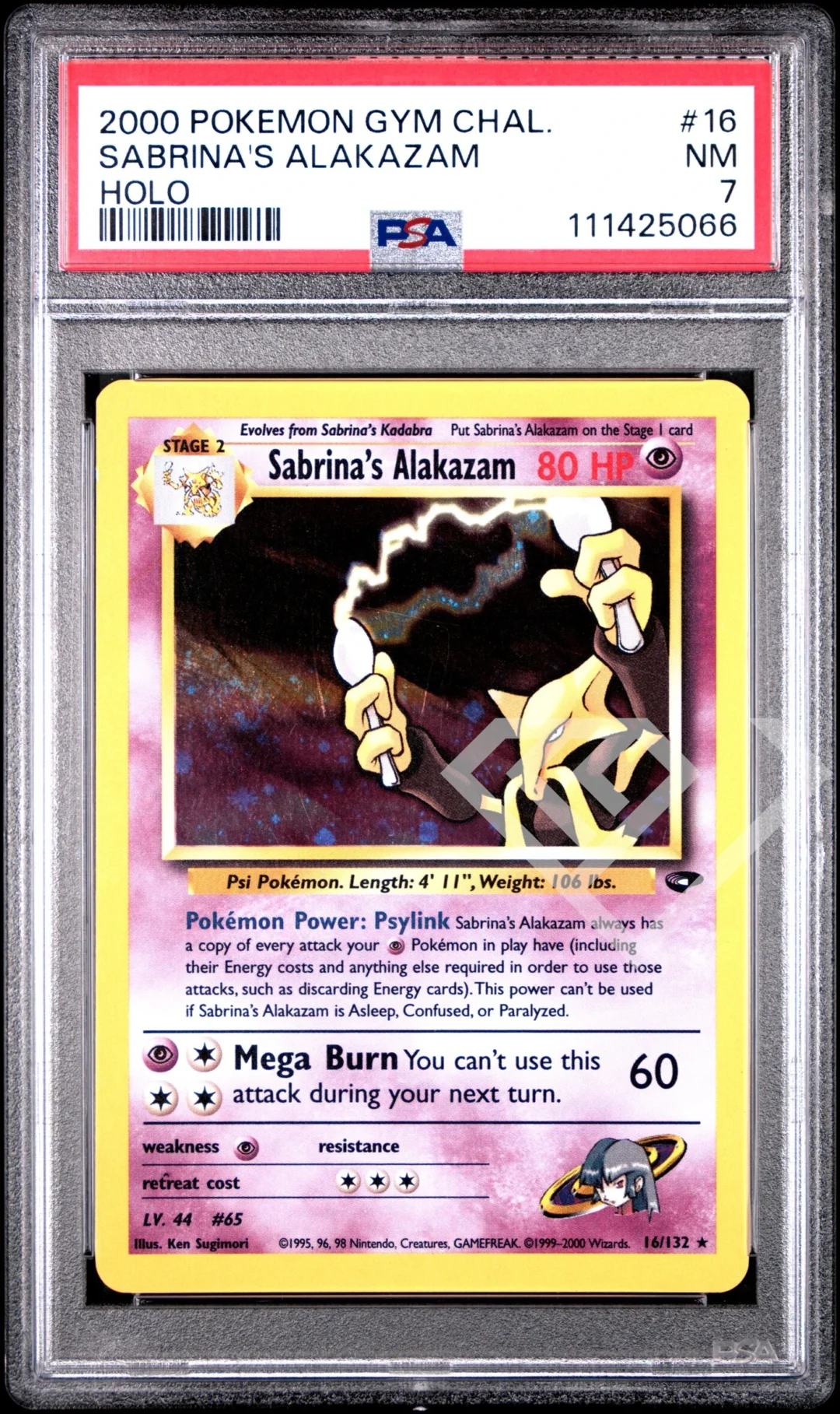 Sabrina's Alazakam 16/132 Holo - PSA 5 Gym Challenge English