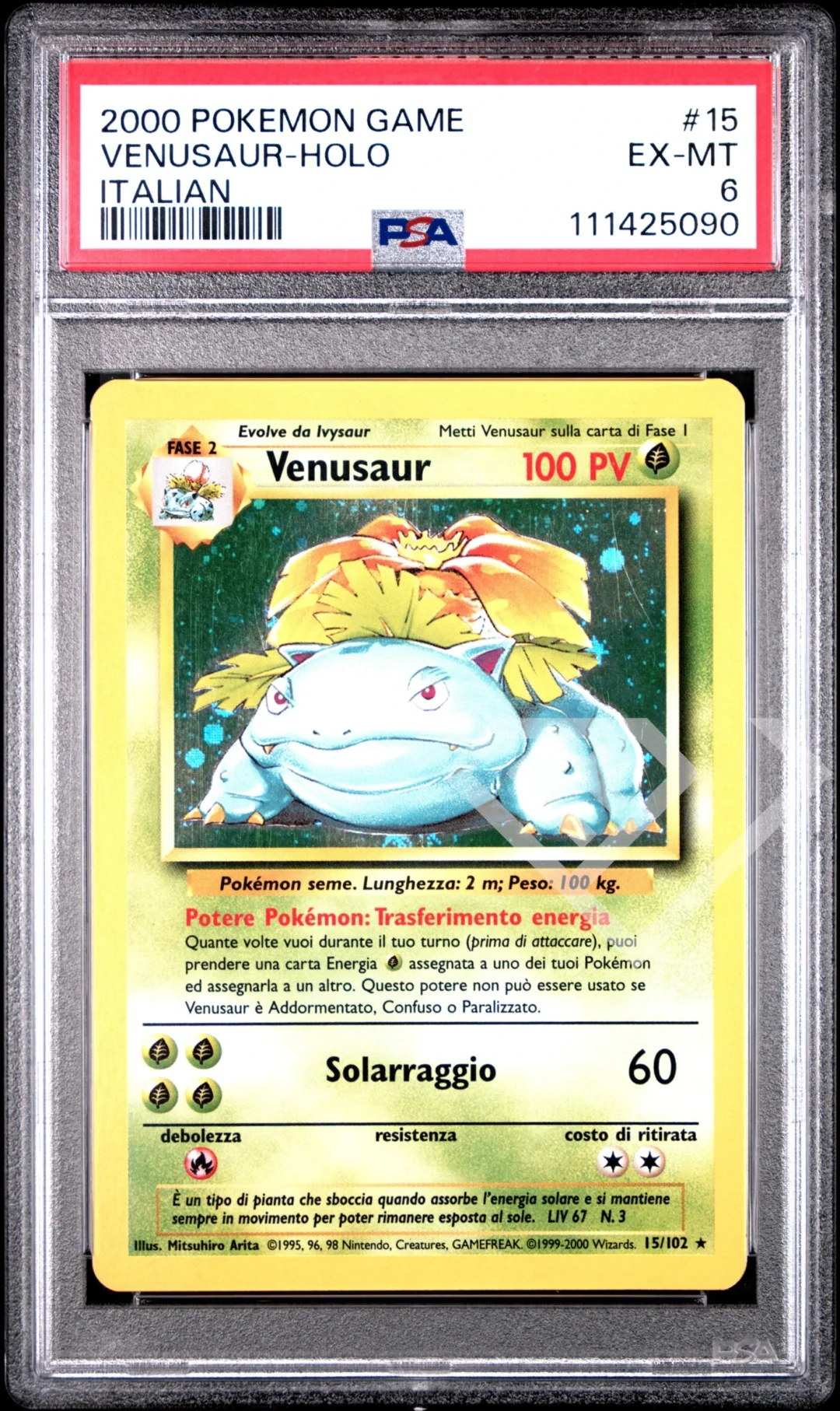 Venusaur 15/102 Holo - PSA 6 Base Set Italian