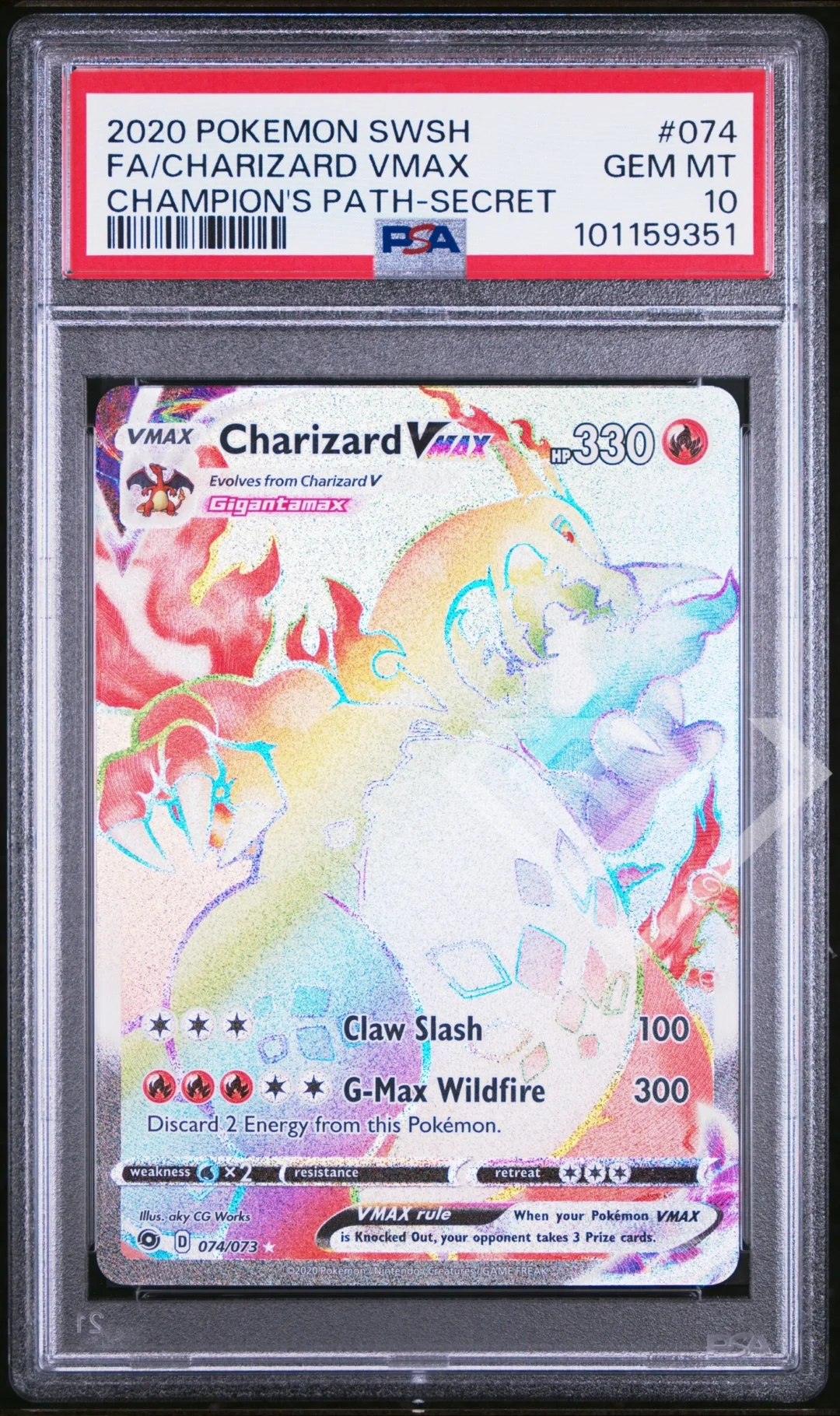 Charizard VMAX 74/73 Secret Hyper - Champion's Path PSA 10 English