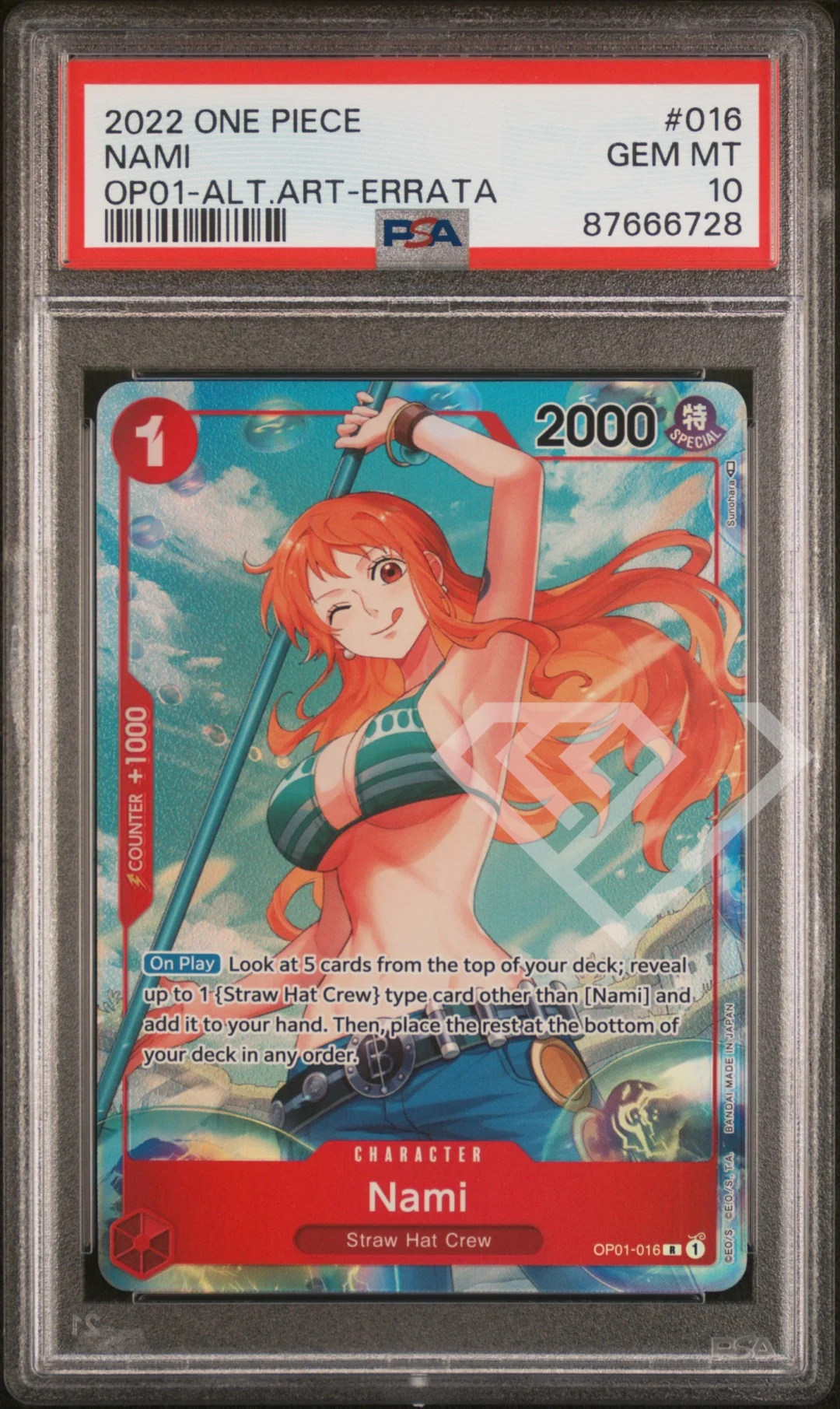 Nami OP01-016 R Alternate Art - Errata Corridge PSA 10 English