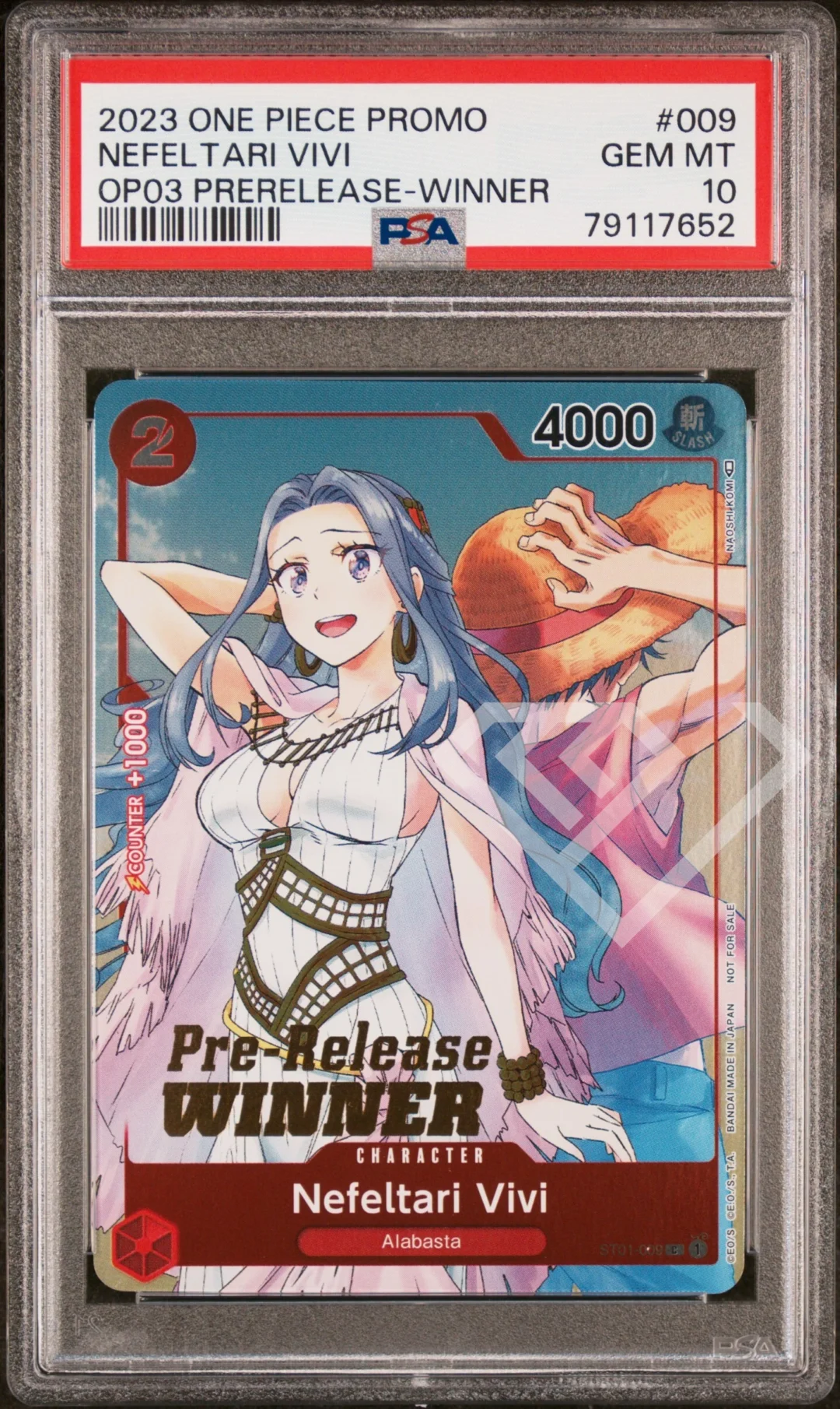 Nefeltari Vivi ST01-009 C Alternate Art - Promo OP03 PreRelease Winner PSA 10 English