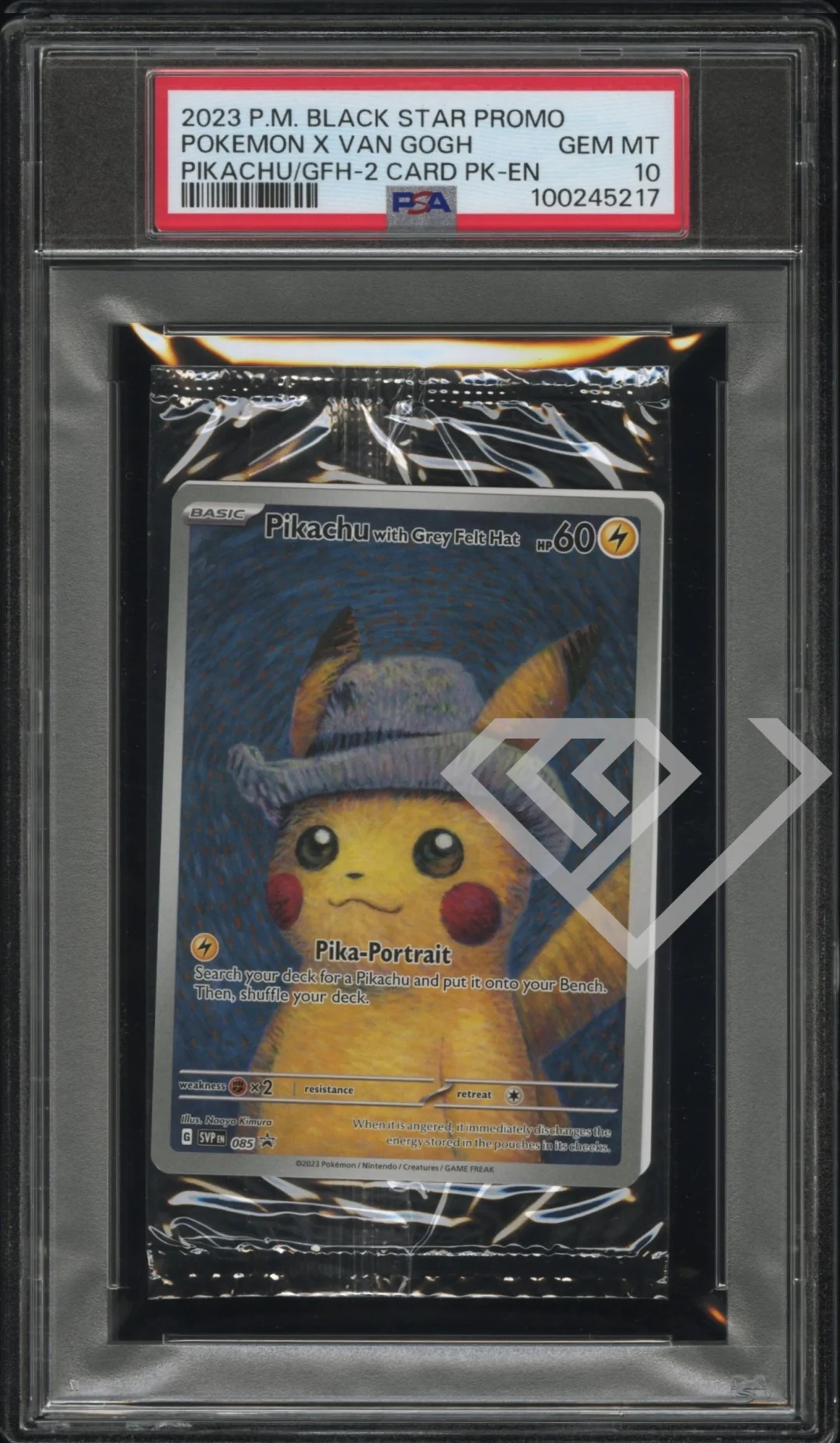 Pikachu with Grey Felt SVP 085 - Black Star Promo Pikachu X Van Gogh PSA 10 English