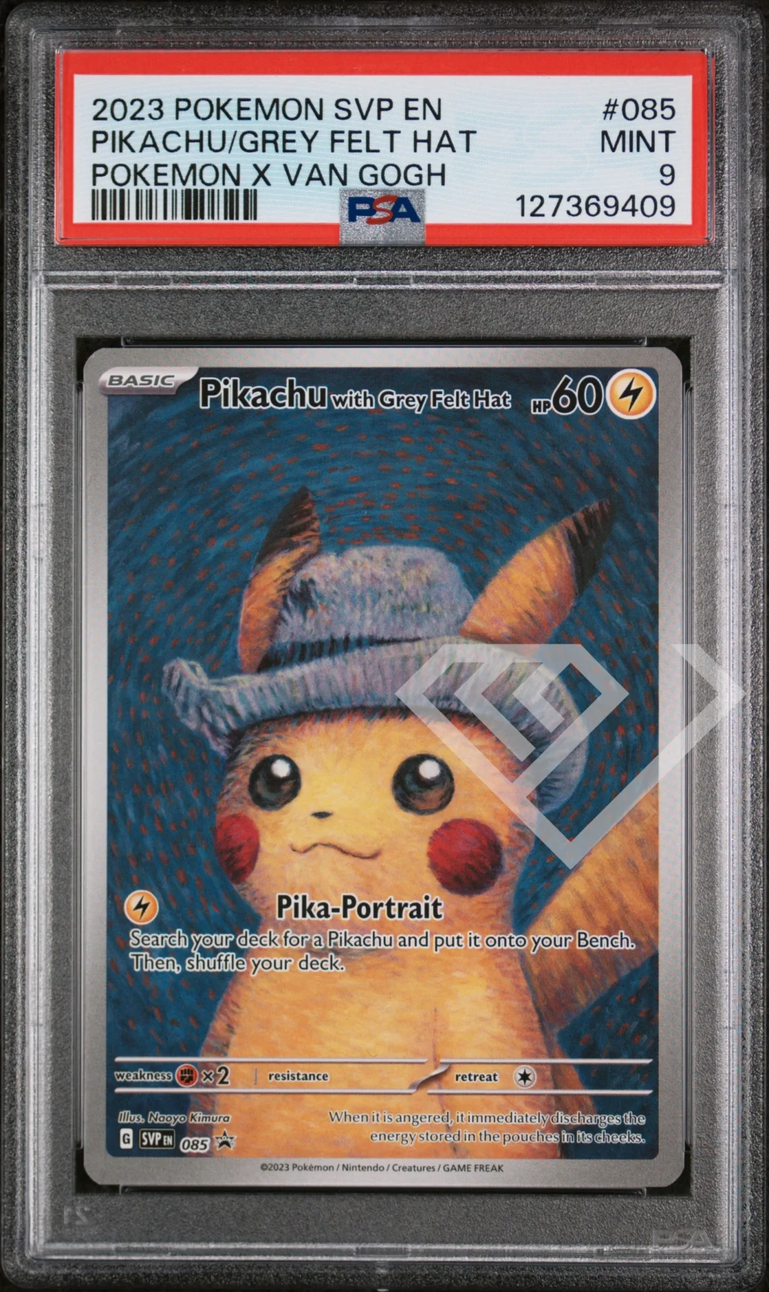 Pikachu with Grey Felt SVP 085 Promo - Pikachu X Van Gogh PSA 9 English