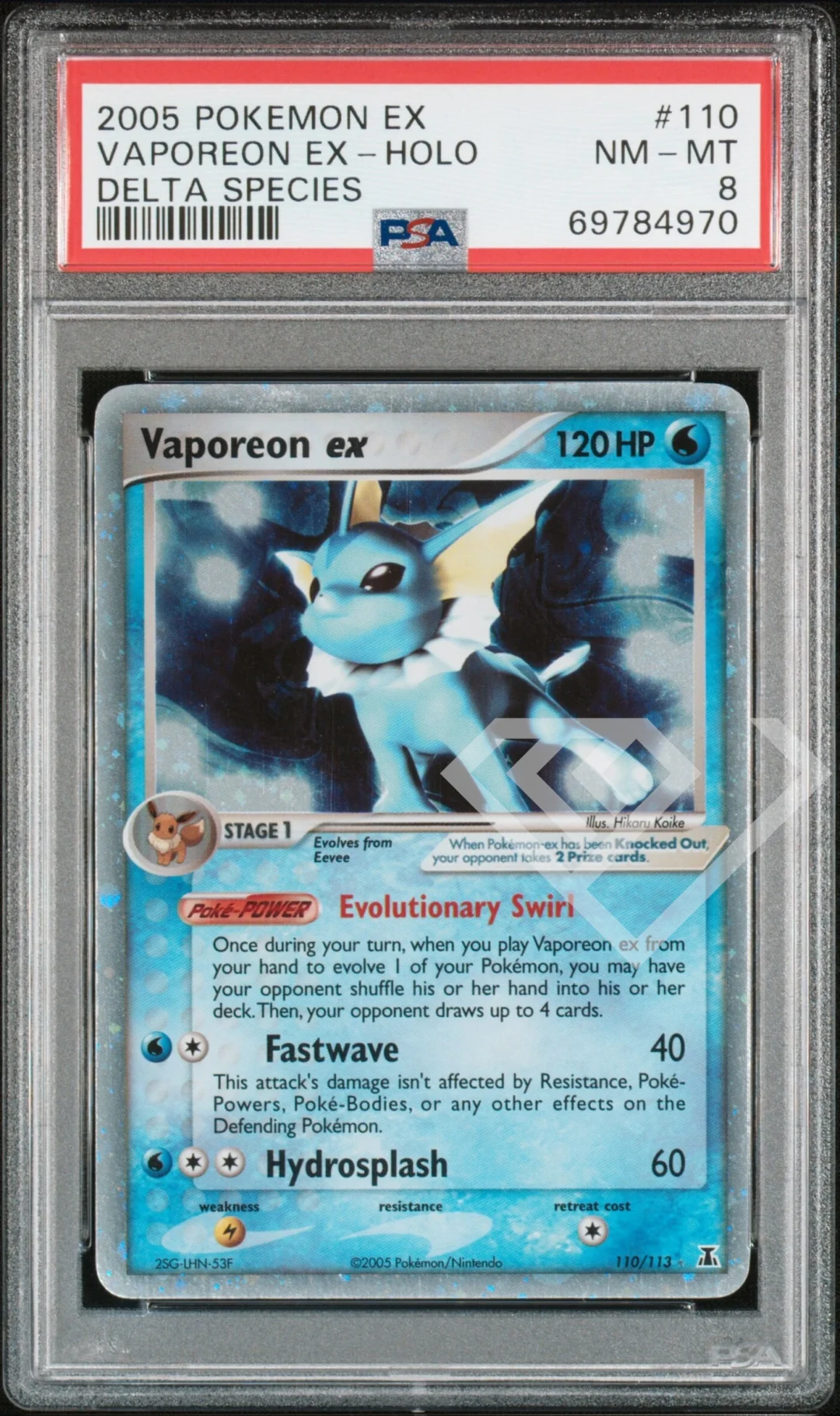 Vaporeon EX 110/113 Holo - EX Delta Species PSA 8 English