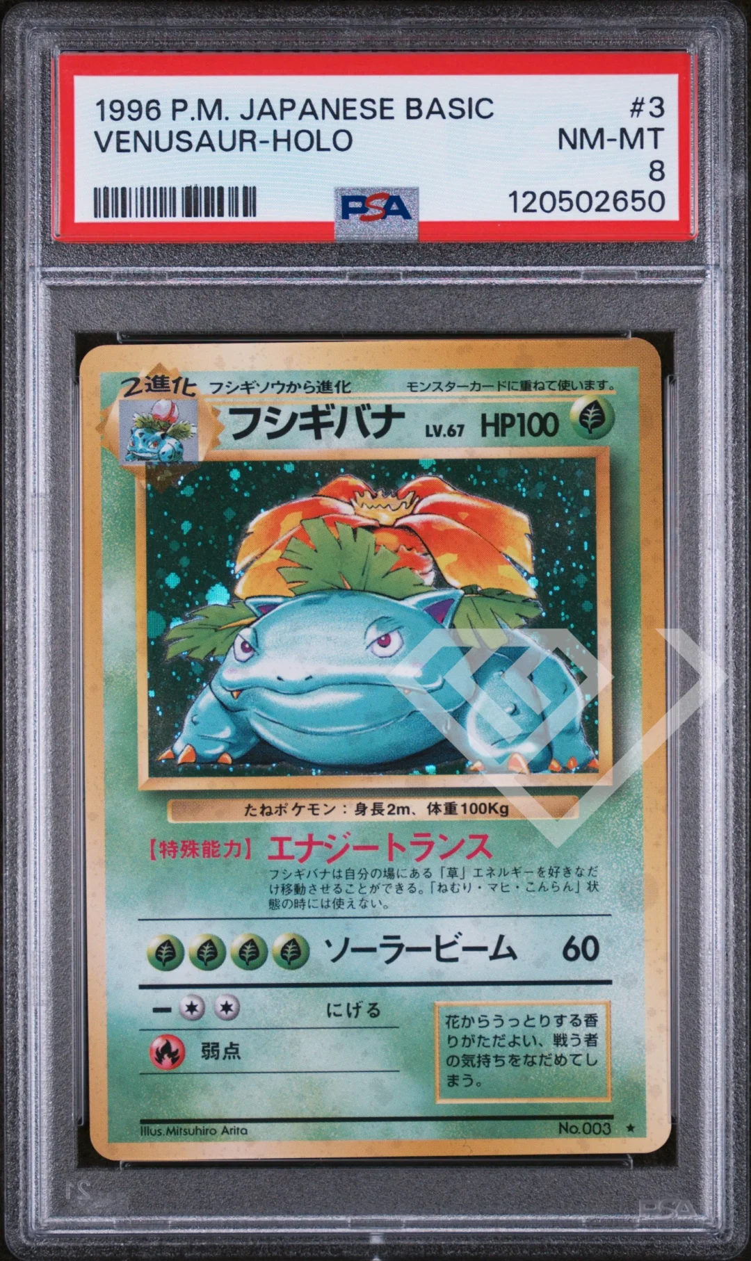 Venusaur 3 Holo - Base Set PSA 8 Japanese