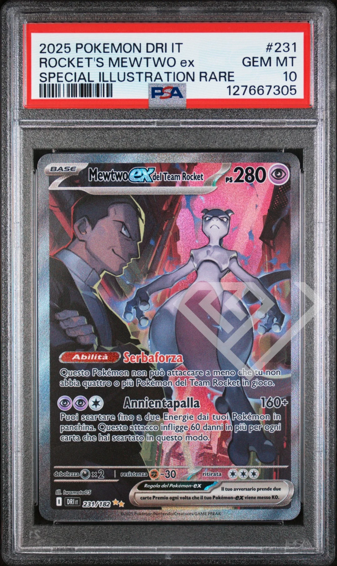 Rocket's Mewtwo ex 231/182 SIR - DRI Destined Rivals PSA 10 Italian