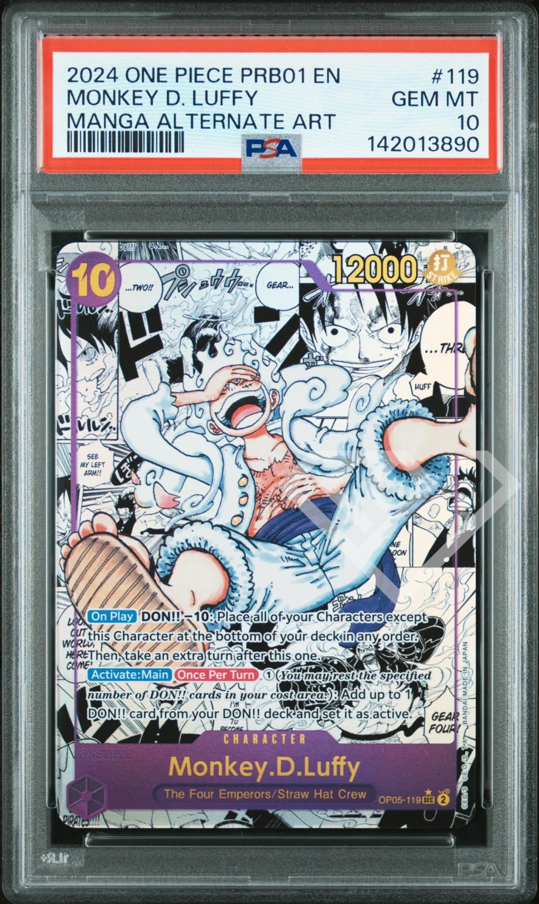Monkey D. Luffy OP05-119 Manga Alternate Art - PRB01 PSA 10 English