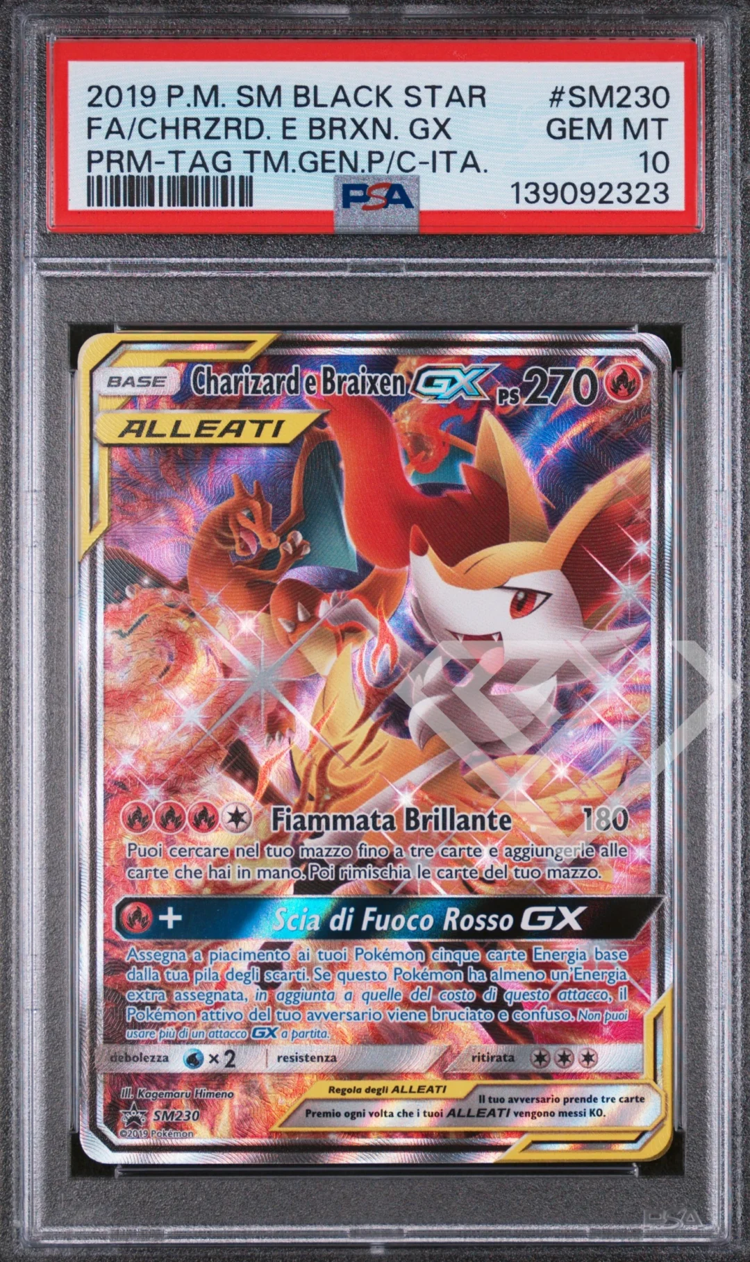 Charizard e Braixen GX SM230 Tag Team Promo - PSA 10 Italian