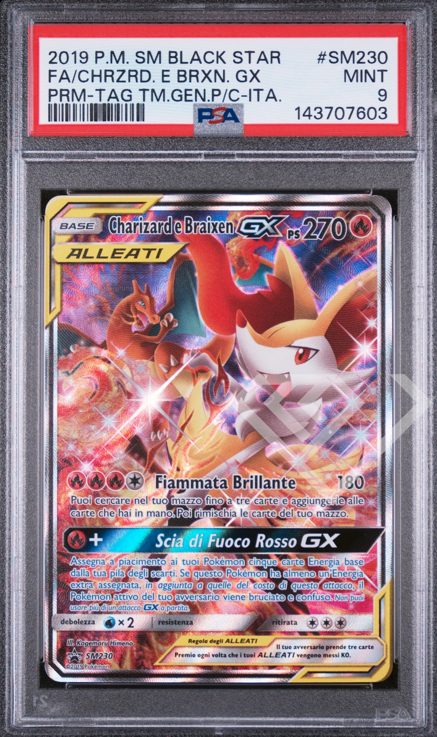 Charizard e braixen gx sm230 tag team promo - psa 9 italian - grading supplies italia - official site Charizard e braixen gx sm230 tag team promo - psa 9 italian