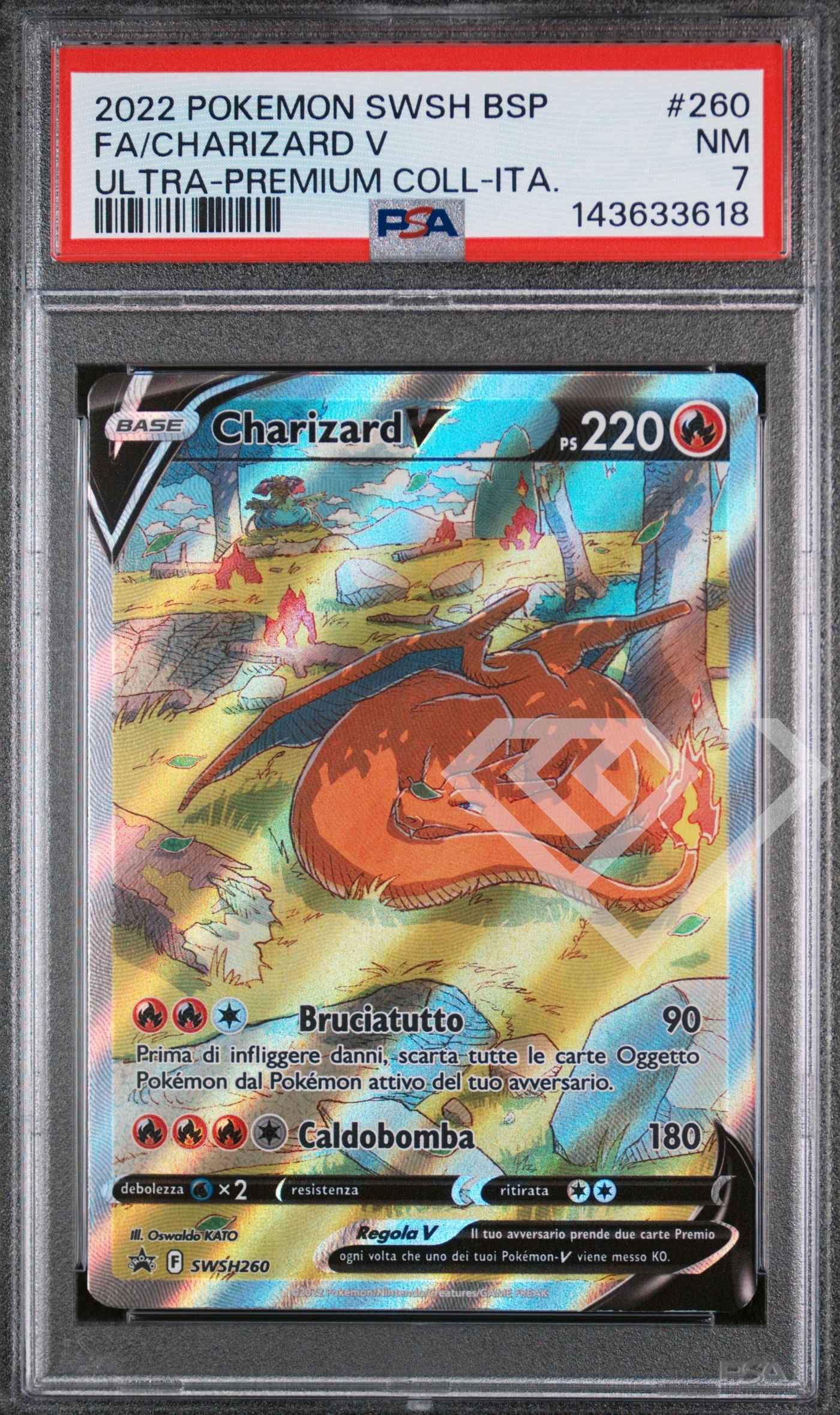 Charizard v swhs 260 ultra premium collection promo - psa 7 italian - grading supplies italia - official site Charizard v swhs 260 ultra premium collection promo - psa 7 italian