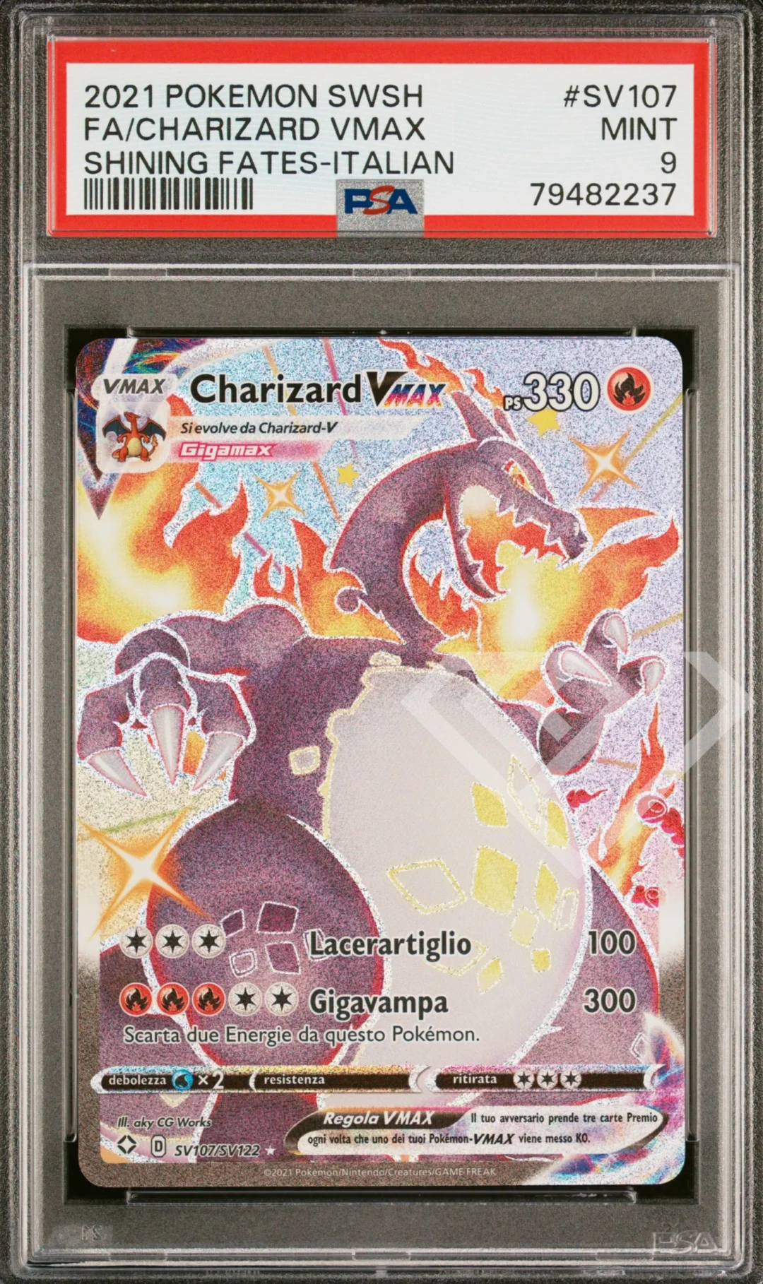Charizard VMax SV107/SV122 - Shining Fates/Destini Splendenti PSA 9 Italian
