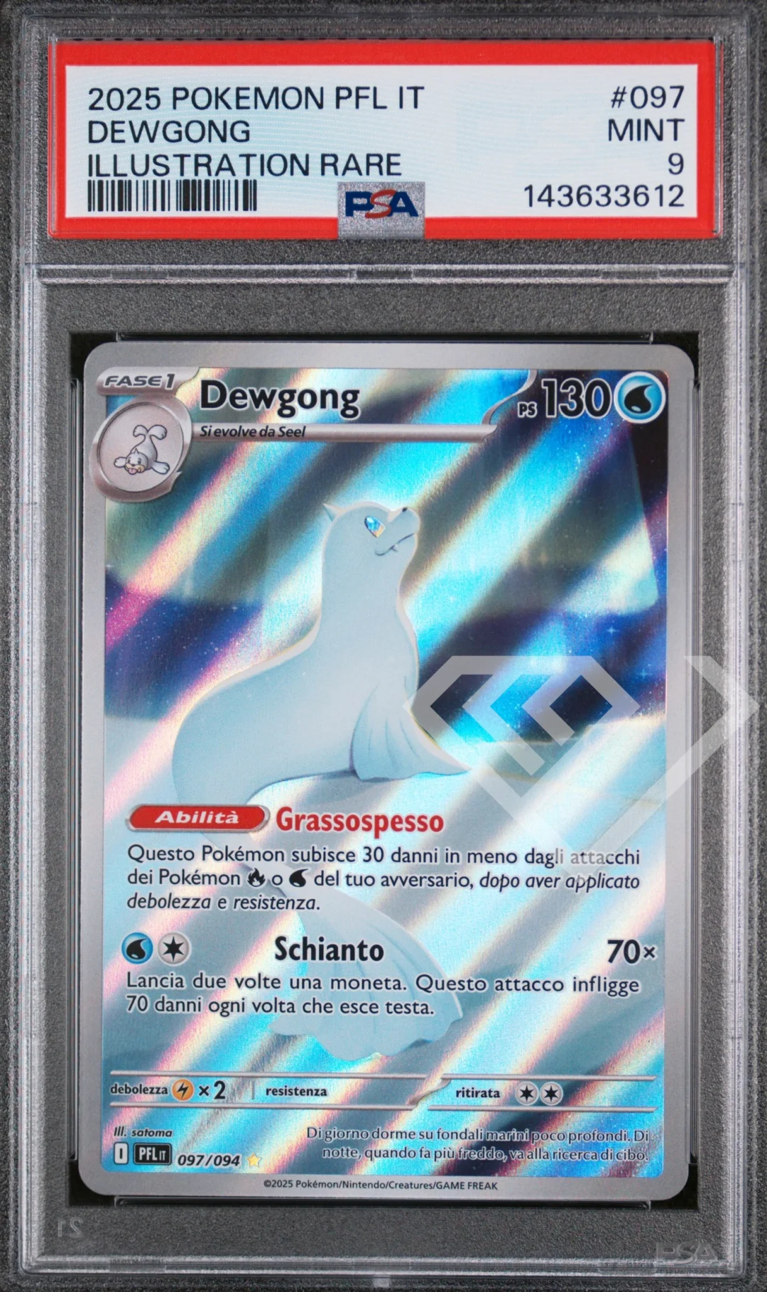 Dewgong 097/094 Illustration Rare - PFL Phantasmal Flame/Fiamme Spettrali PSA 9 Italian