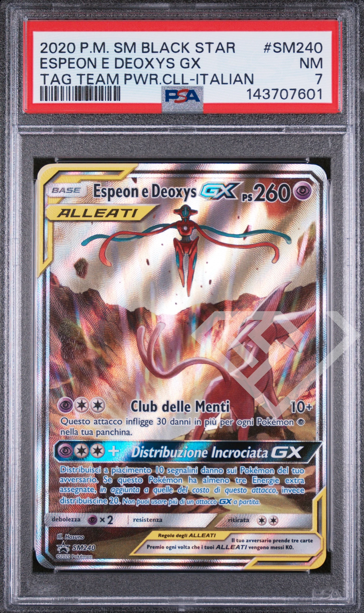 Espeon & deoxys gx sm 240 - tag team powers promo psa 7 italian - grading supplies italia - official site Espeon & deoxys gx sm 240 - tag team powers promo psa 7 italian