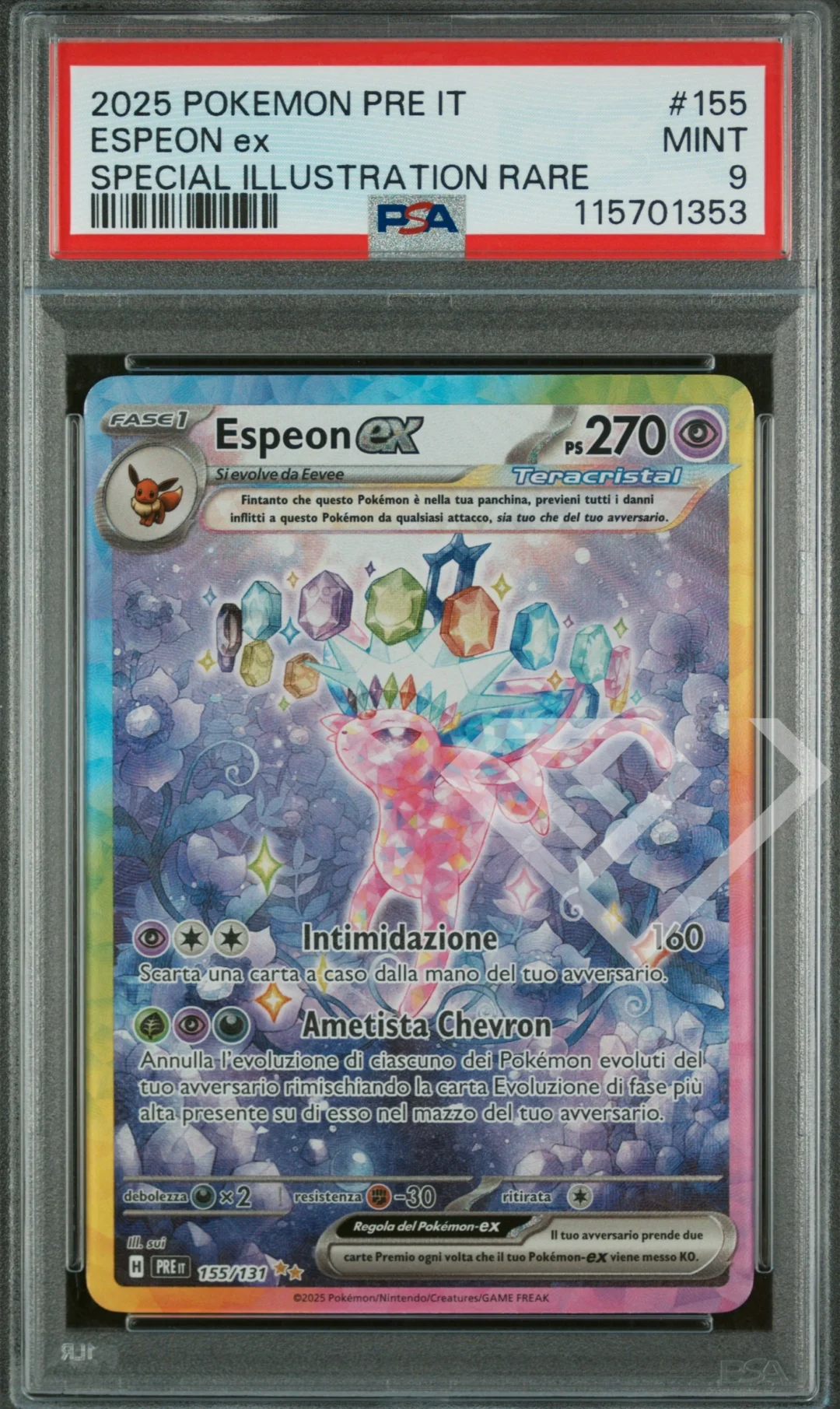 Espeon ex 155/131 Special Illustration Rare - PRE Prismatic Evolution/Evoluzioni Prismatiche PSA 9 Italian