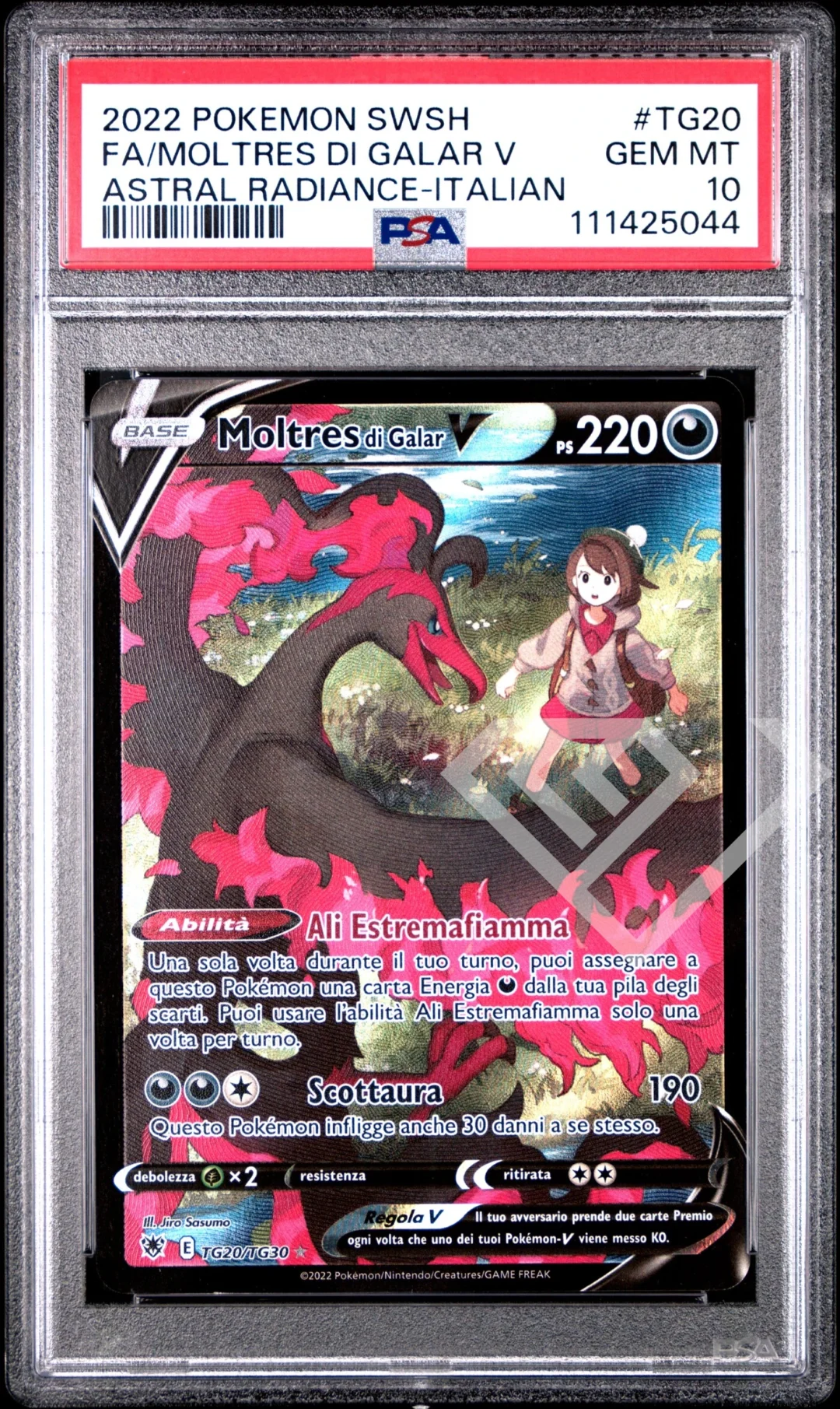 Moltres di Galar V TG20/TG30 Trainer Gallery - Astral Radiance/Lucentezza Siderale PSA 10 Italian