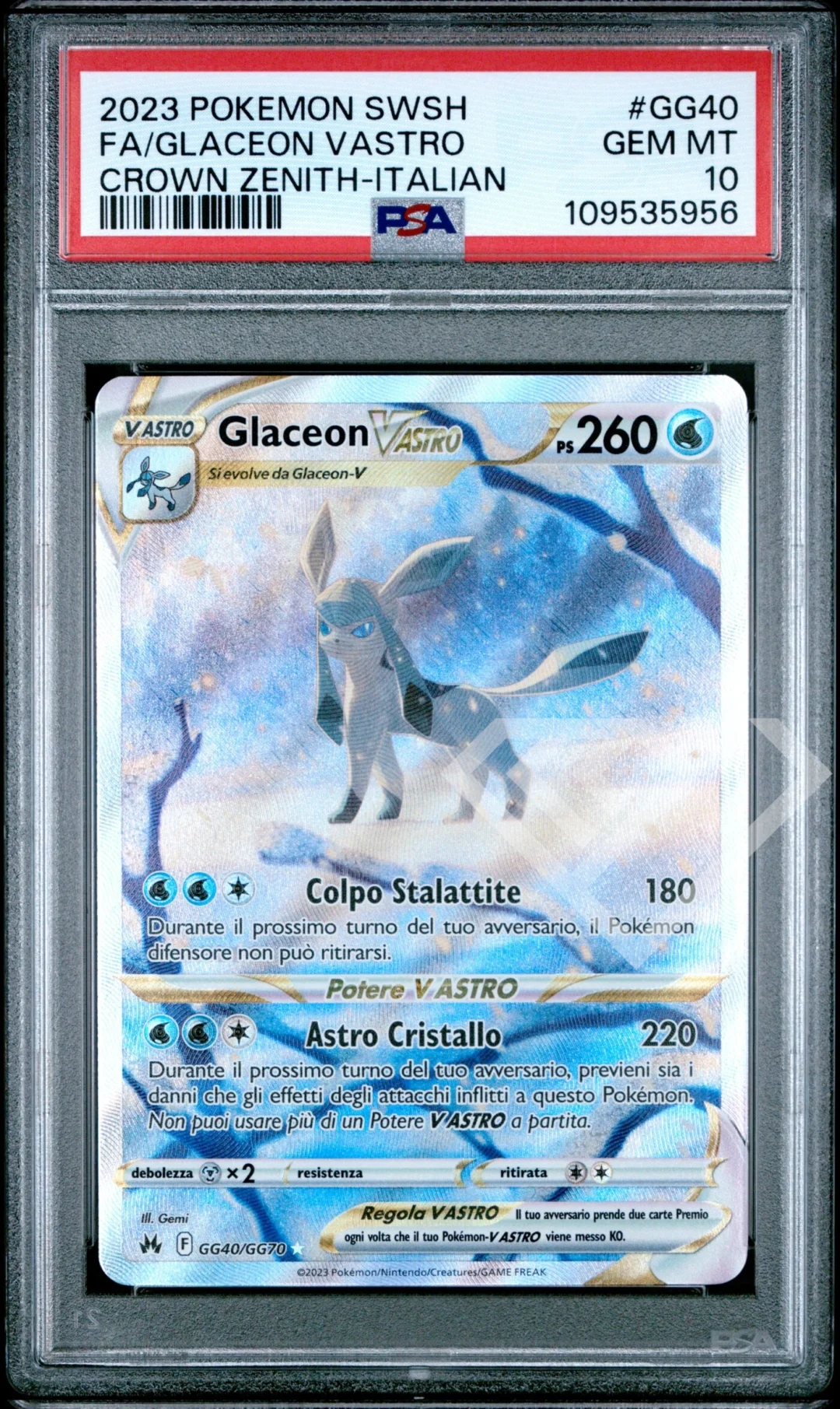 Glaceon GG40/GG70 Galarian Gallery - Crown Zenith/Zenith Regale PSA 10 Italian