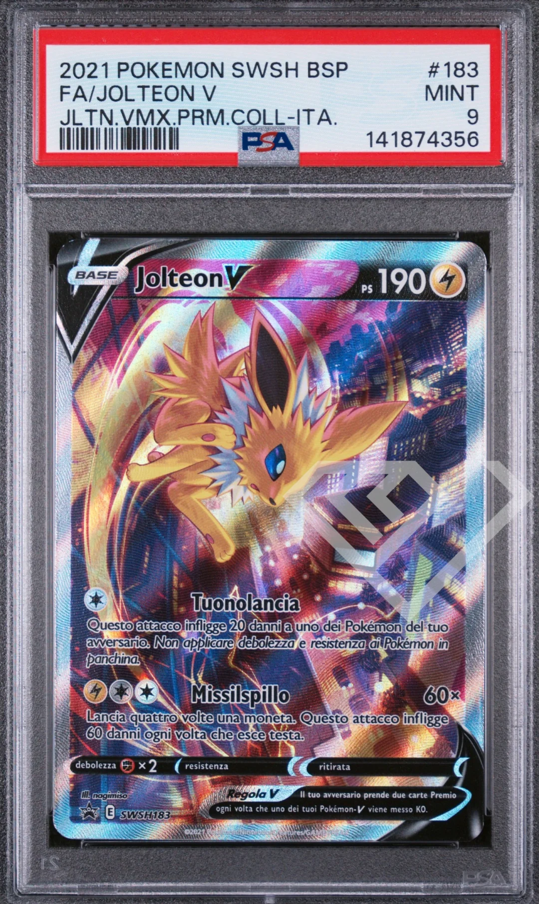 Jolteon V SWSH 183 Promo - Jolteon VMax Premium Collection PSA 9 Italian