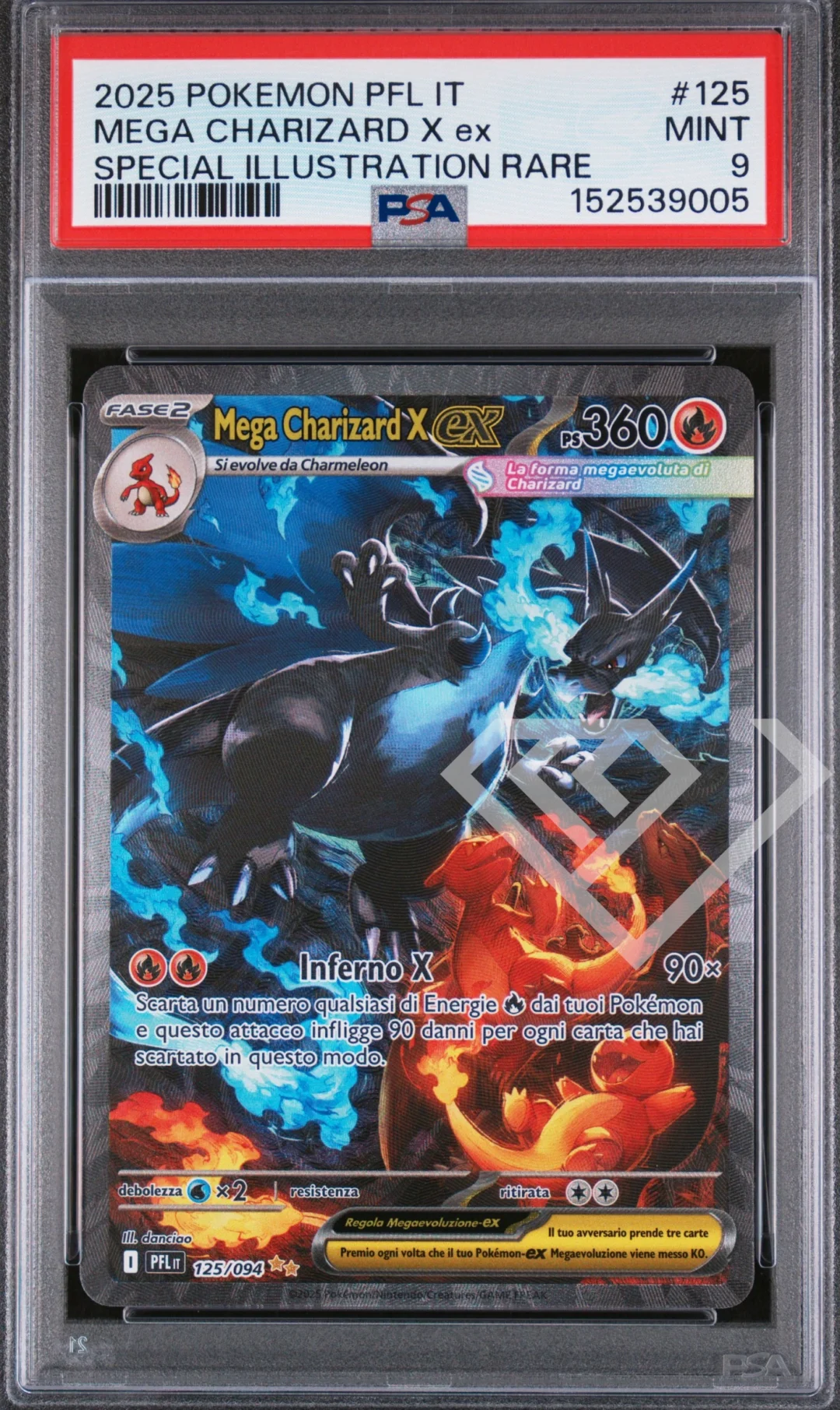 Mega Charizard X ex 125/094 - PFL Phantasmal Flame/Fiamme Spettrali PSA 9 Italian