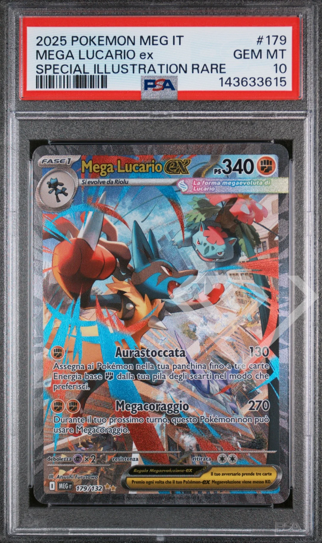 Mega Lucario ex 179/132 SIR - MEG Mega Evolution/Mega Evoluzioni PSA 10 Italian