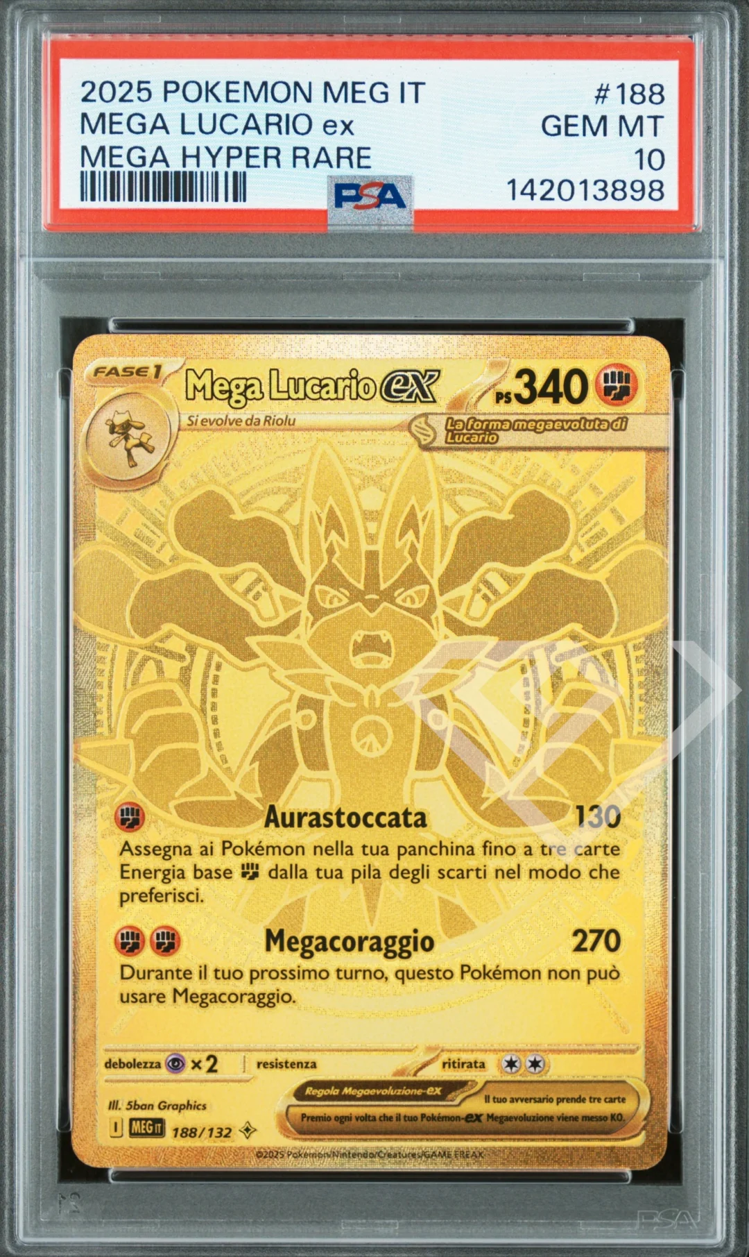 Mega Lucario ex 188/132 Gold MUR - Mega Evolution/Mega Evoluzioni PSA 10 Italian