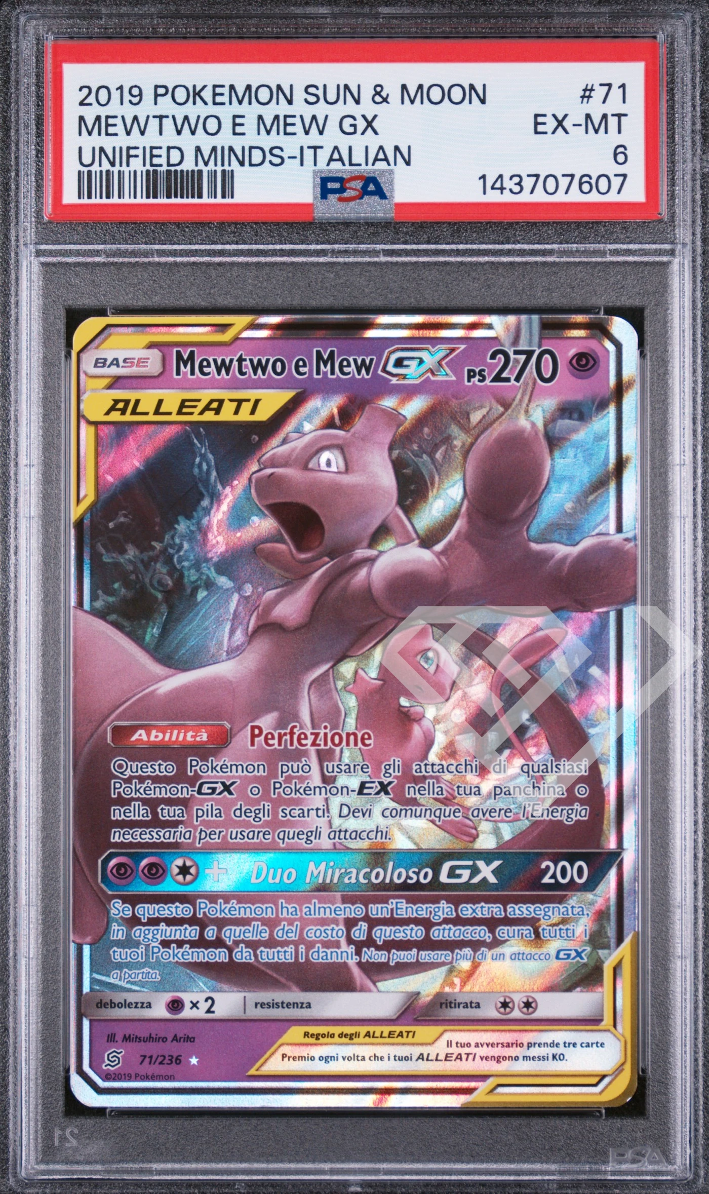 Mewtwo & mew gx 71/236 unified minds - psa 6 italian - grading supplies italia - official site Mewtwo & mew gx 71/236 unified minds - psa 6 italian