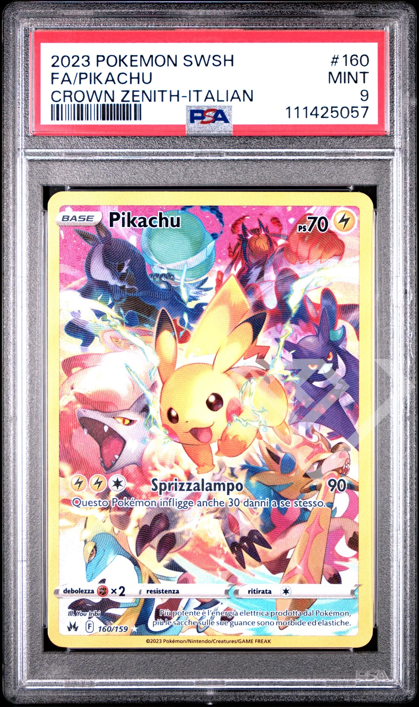 Pikachu 160/159 crown zenith - psa 9 italian - grading supplies italia - official site Pikachu 160/159 crown zenith - psa 9 italian